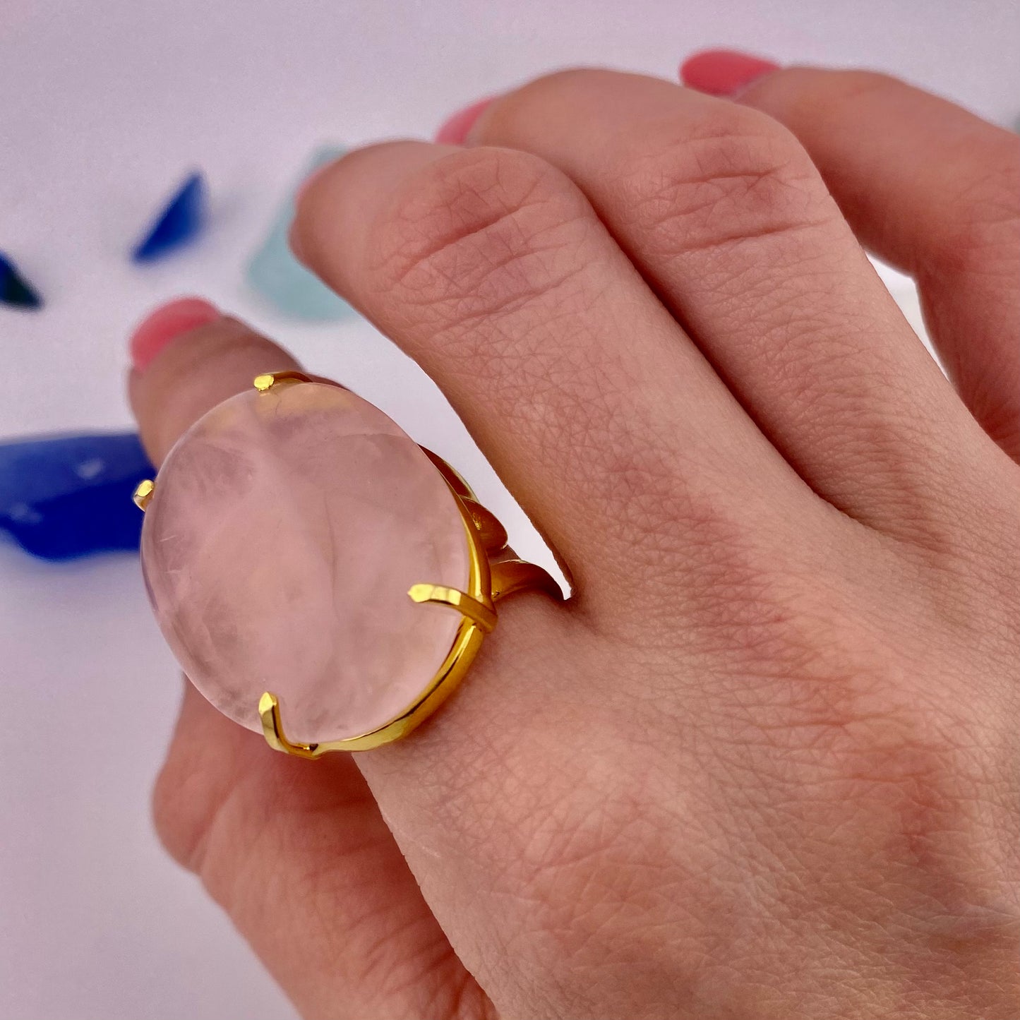 Rose Quartz Cabochon Ring