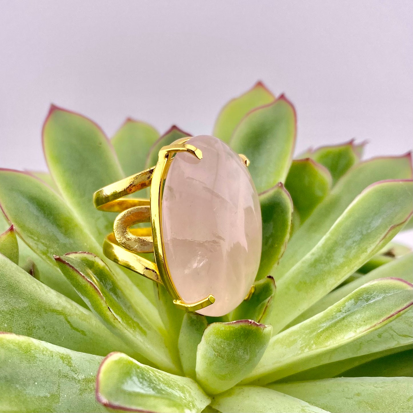 Rose Quartz Cabochon Ring