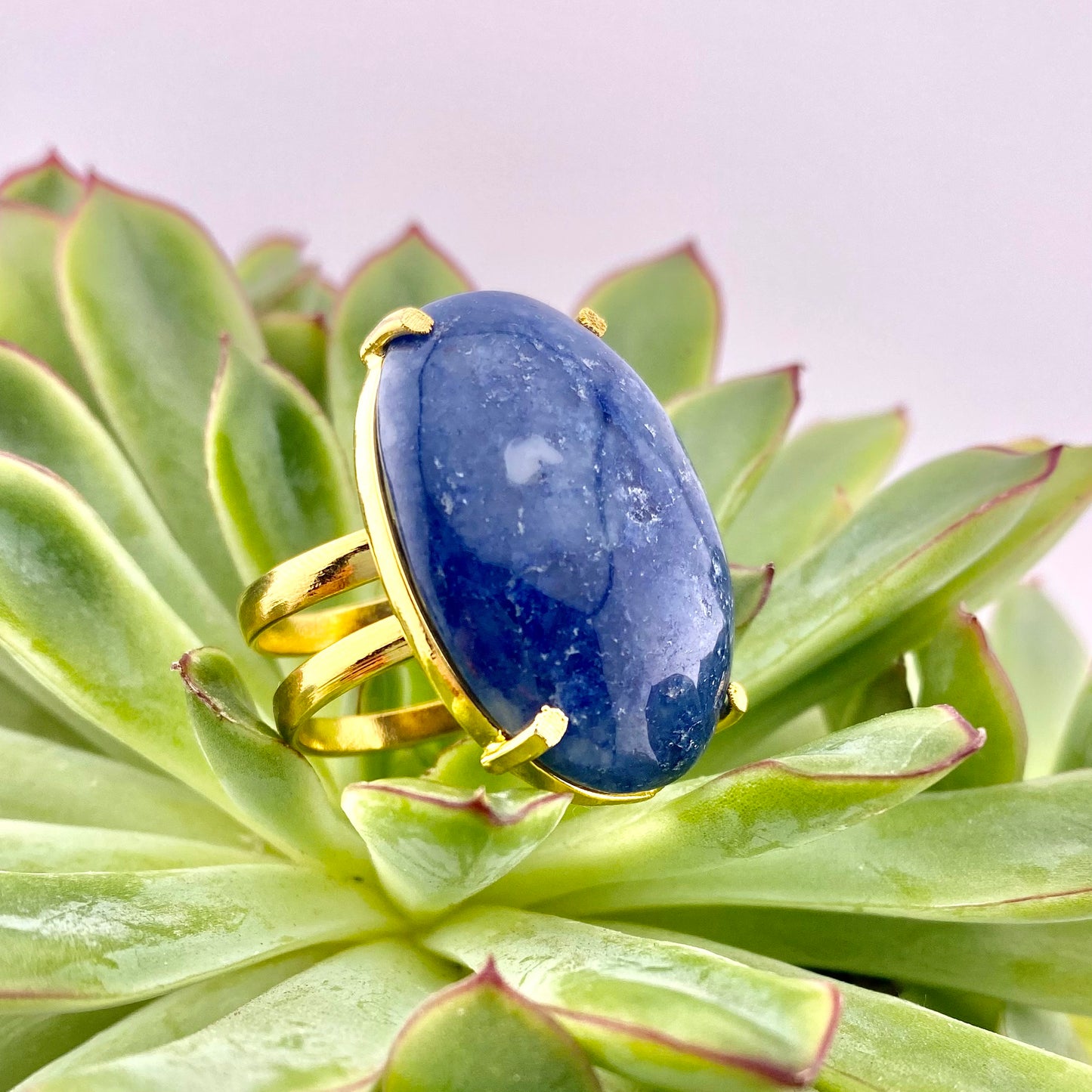 Blue Quartz Cabochon Ring