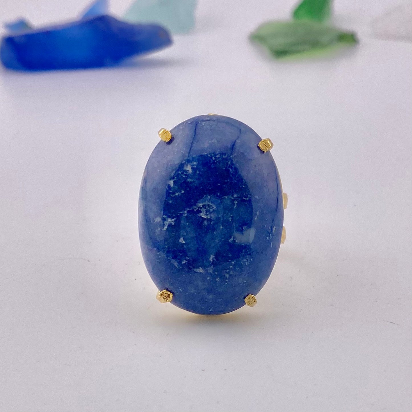 Blue Quartz Cabochon Ring