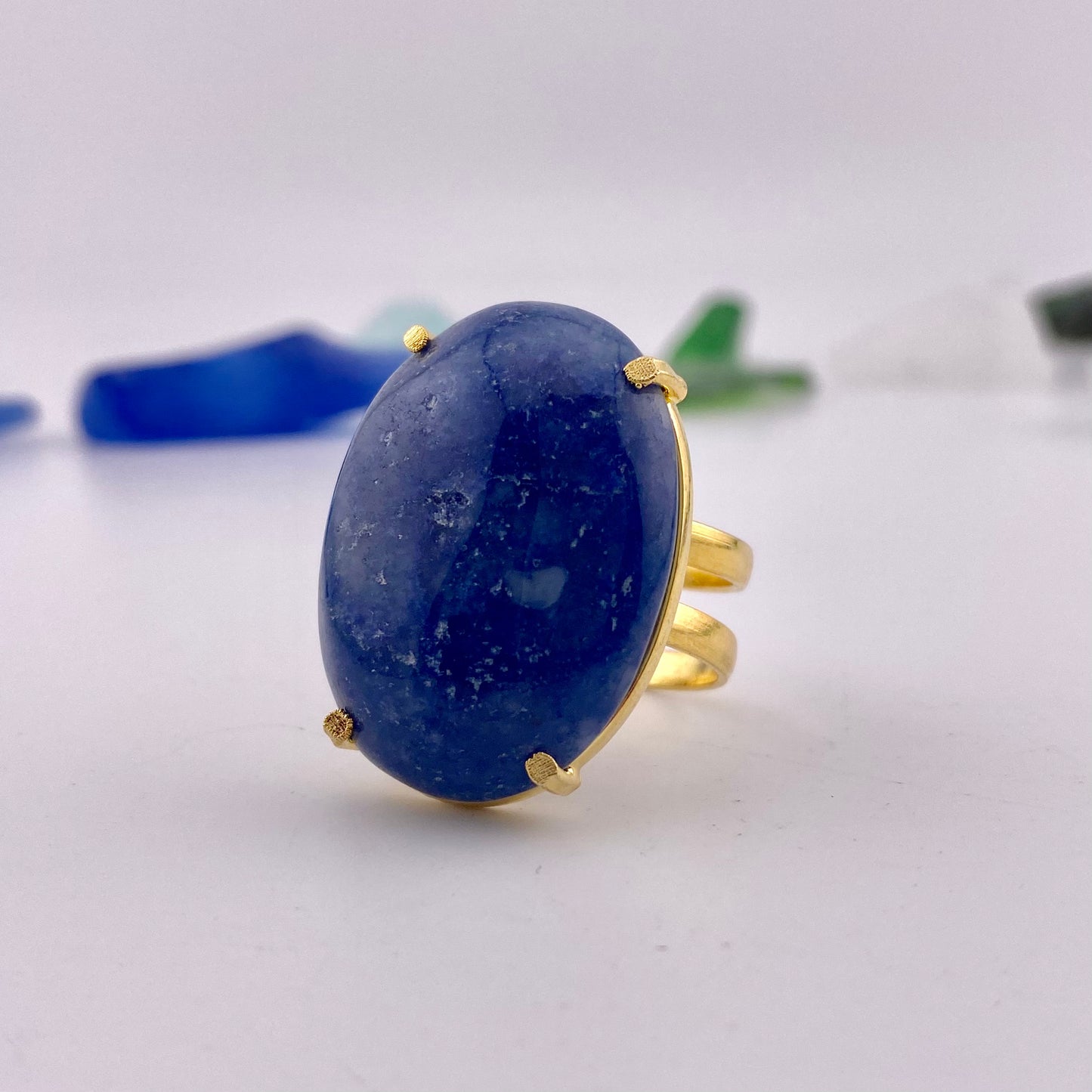 Blue Quartz Cabochon Ring