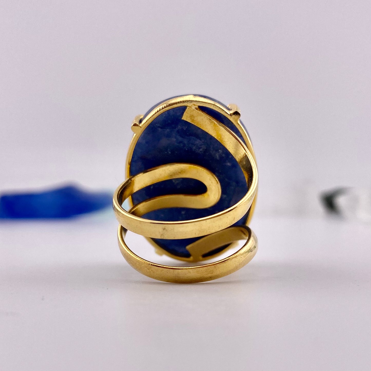 Blue Quartz Cabochon Ring
