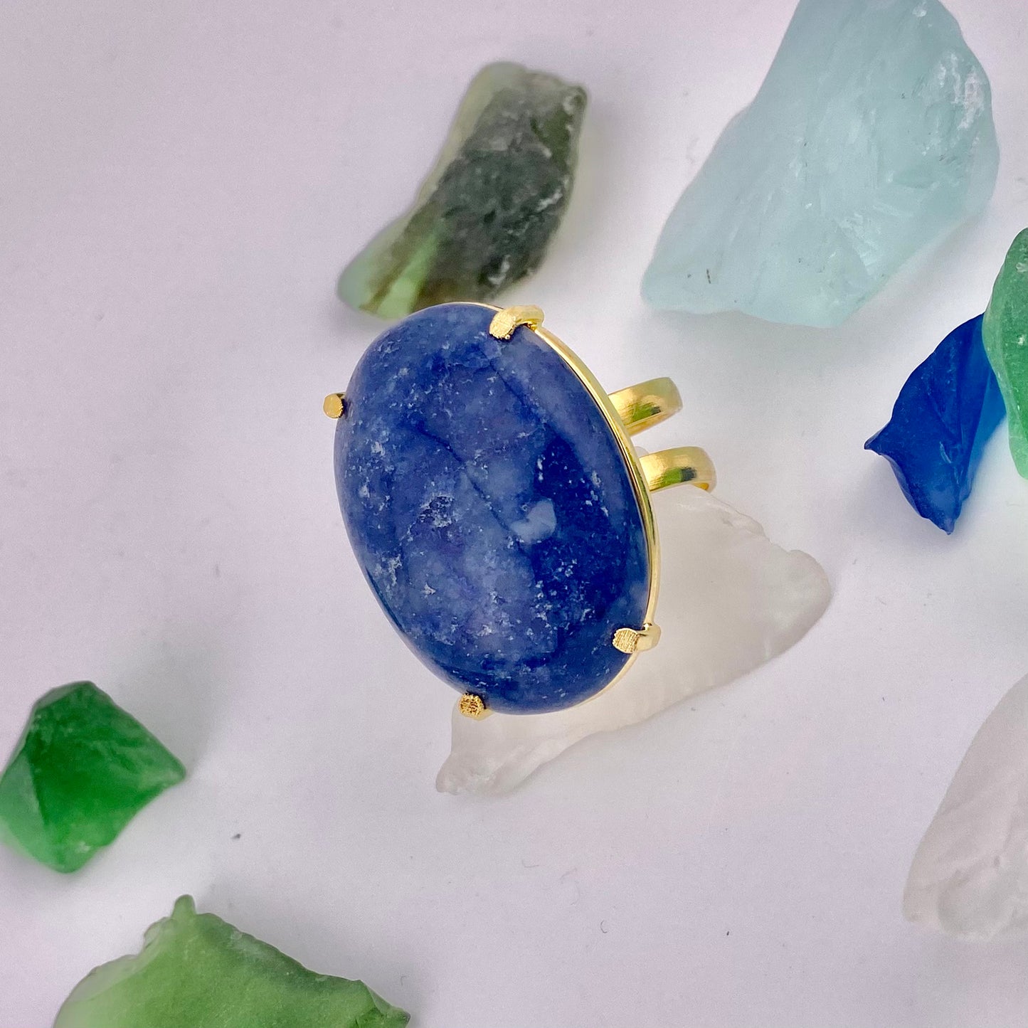 Blue Quartz Cabochon Ring