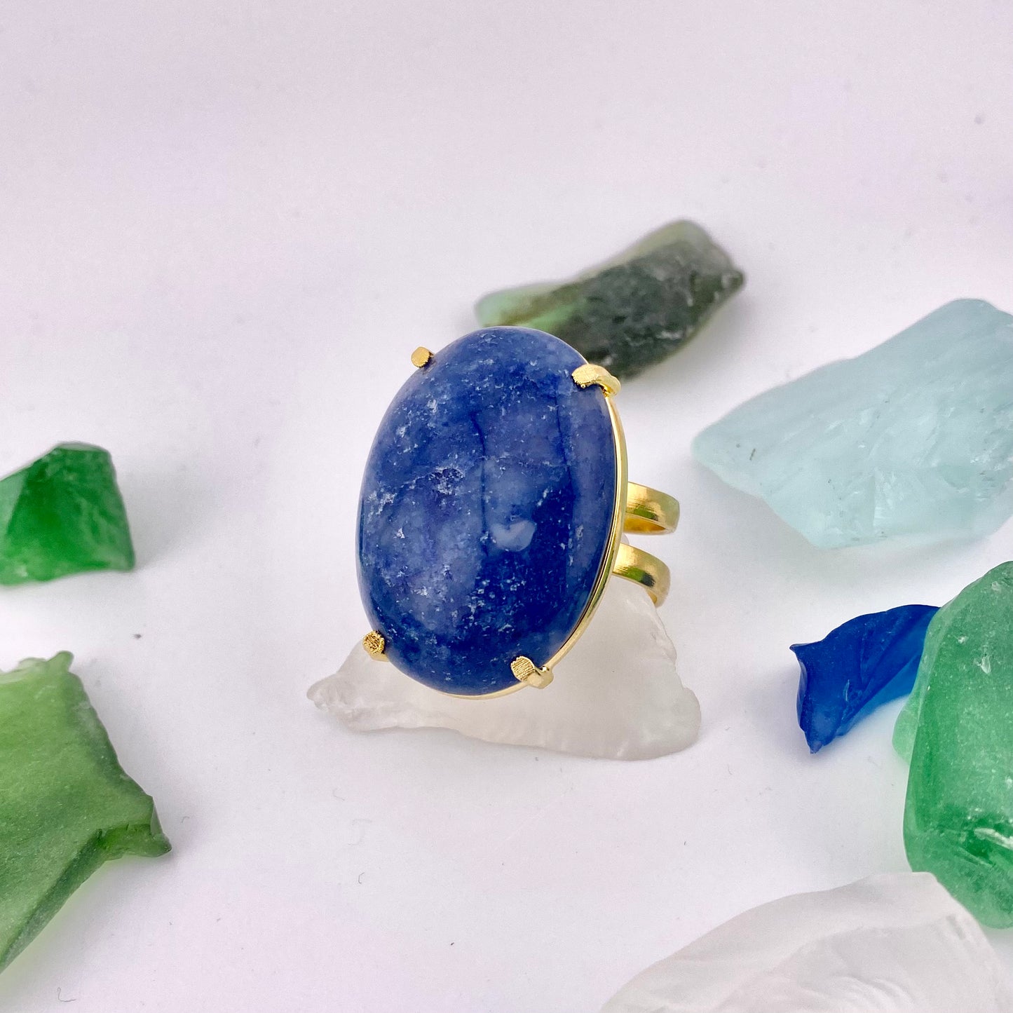 Blue Quartz Cabochon Ring