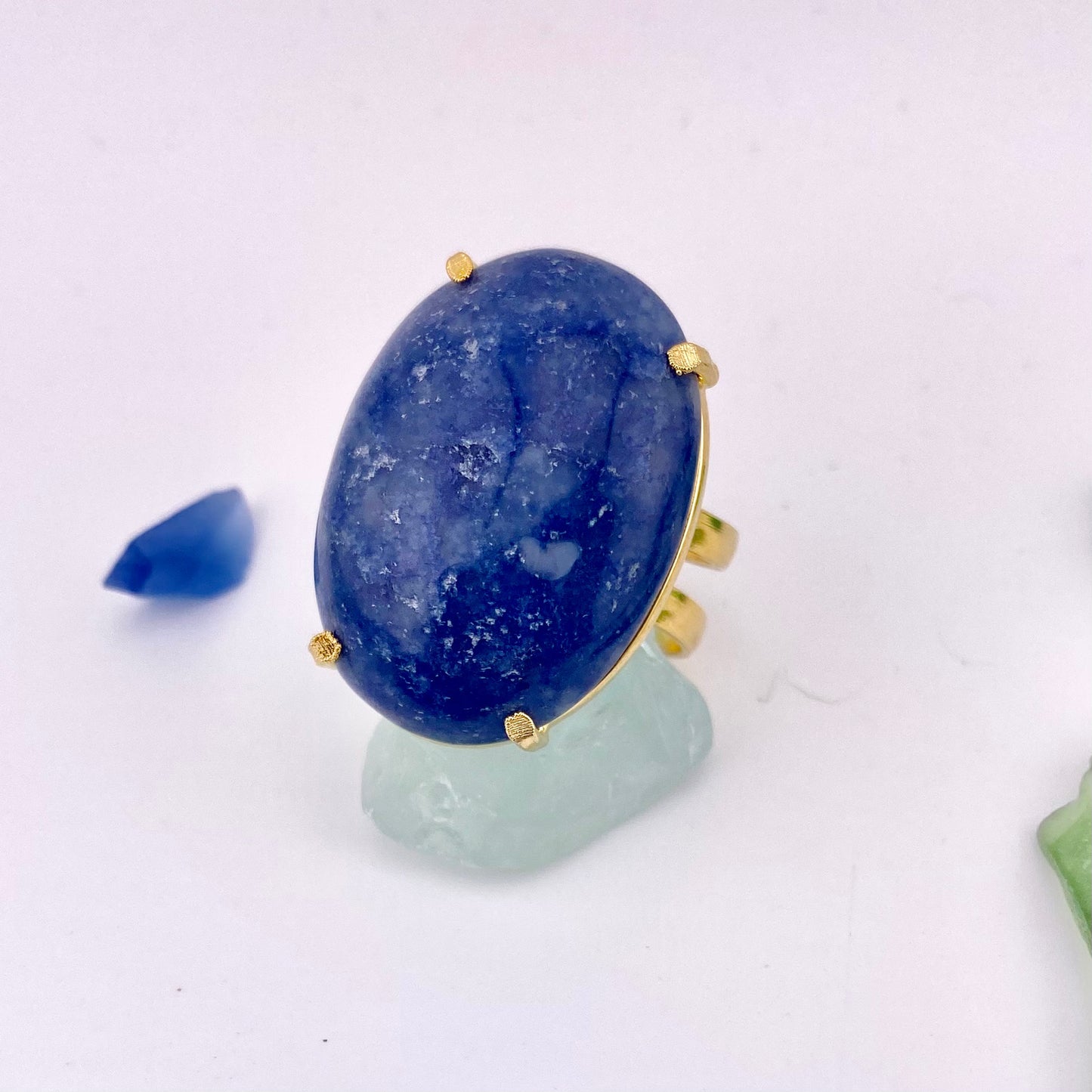 Blue Quartz Cabochon Ring