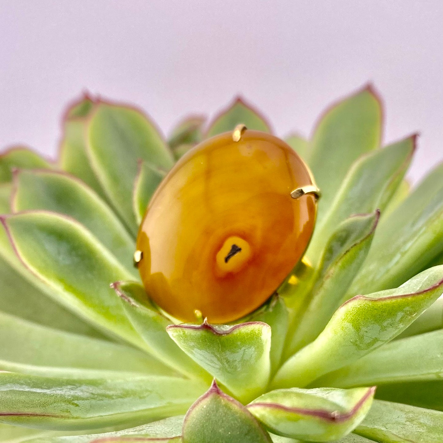 Red Agate Cabochon Ring
