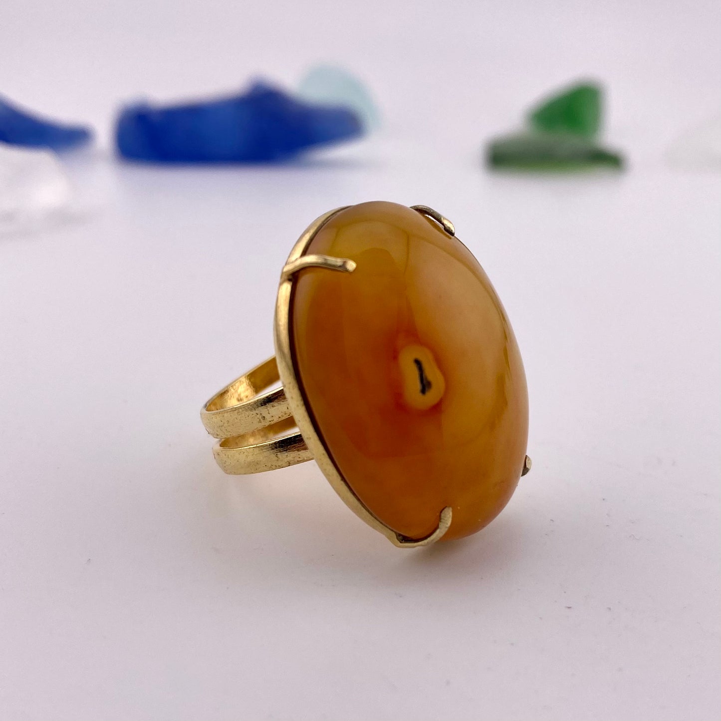 Red Agate Cabochon Ring