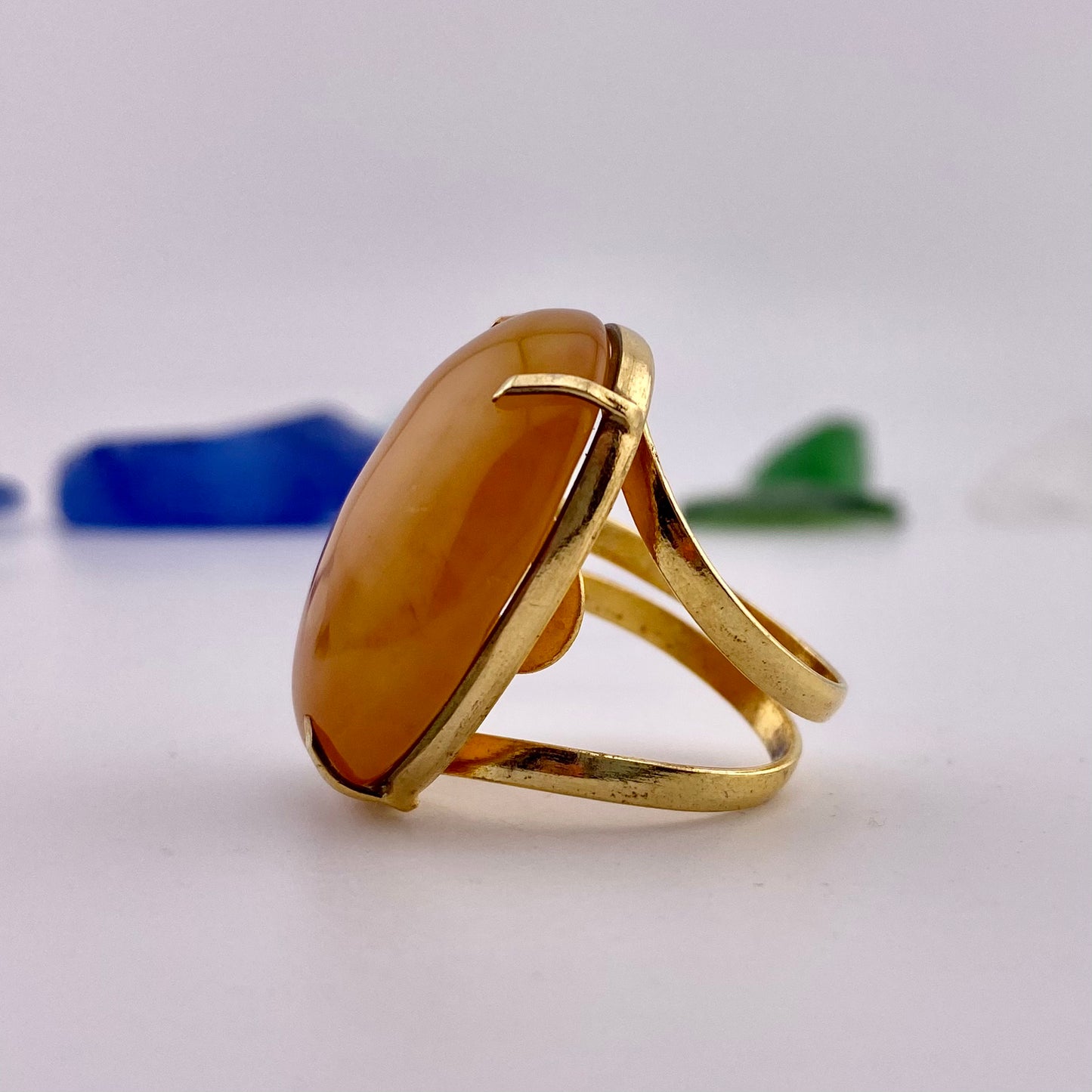Red Agate Cabochon Ring