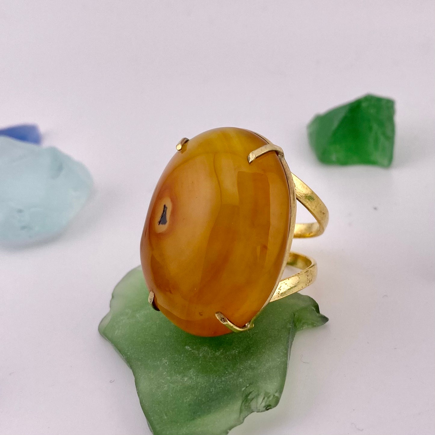 Red Agate Cabochon Ring