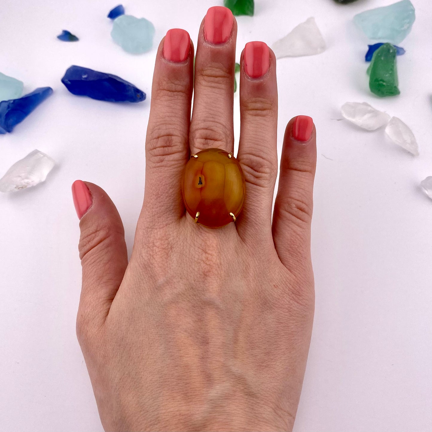 Red Agate Cabochon Ring