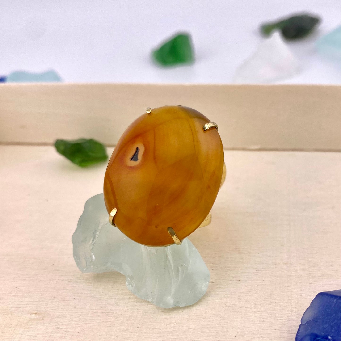 Red Agate Cabochon Ring