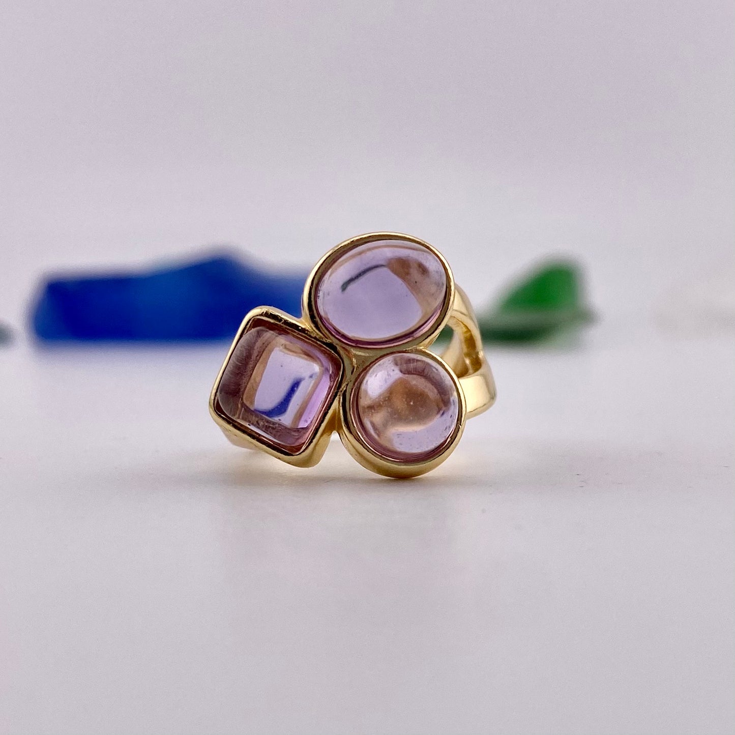 Amethyst Three Stones Ring