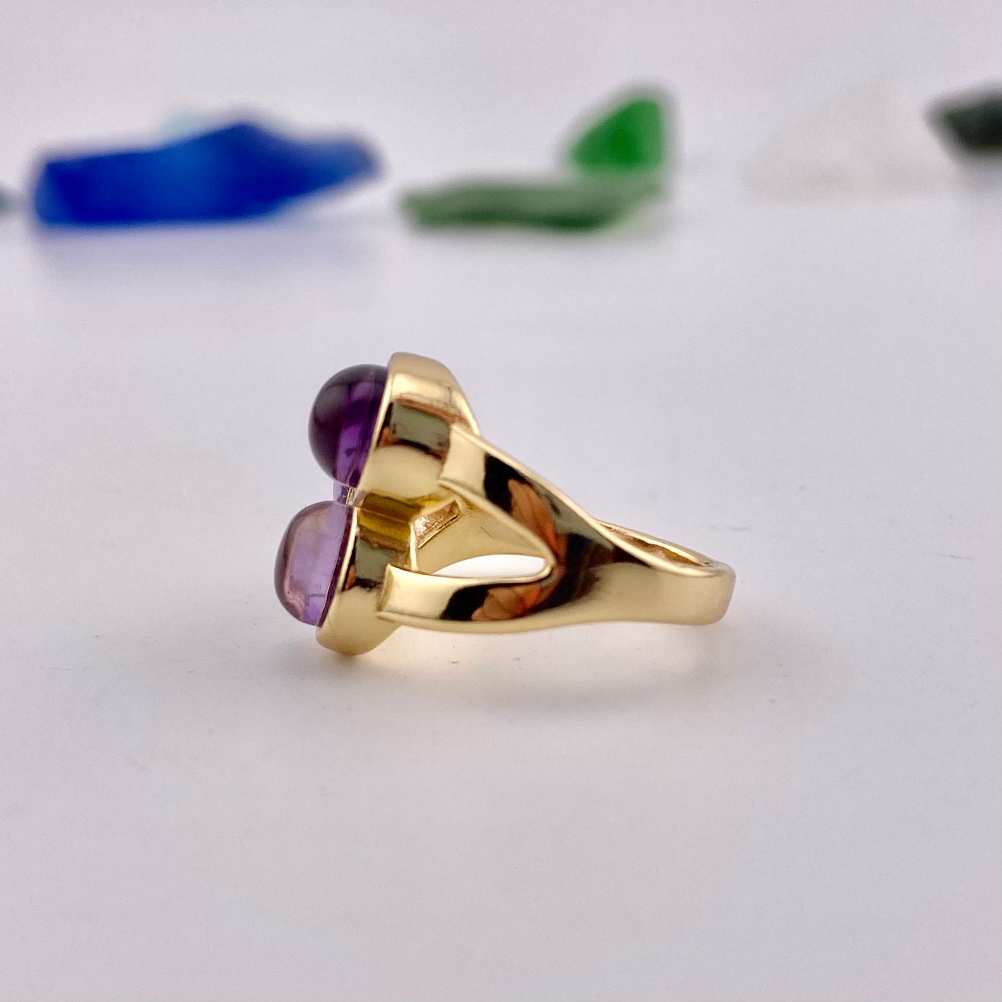 Amethyst Three Stones Ring