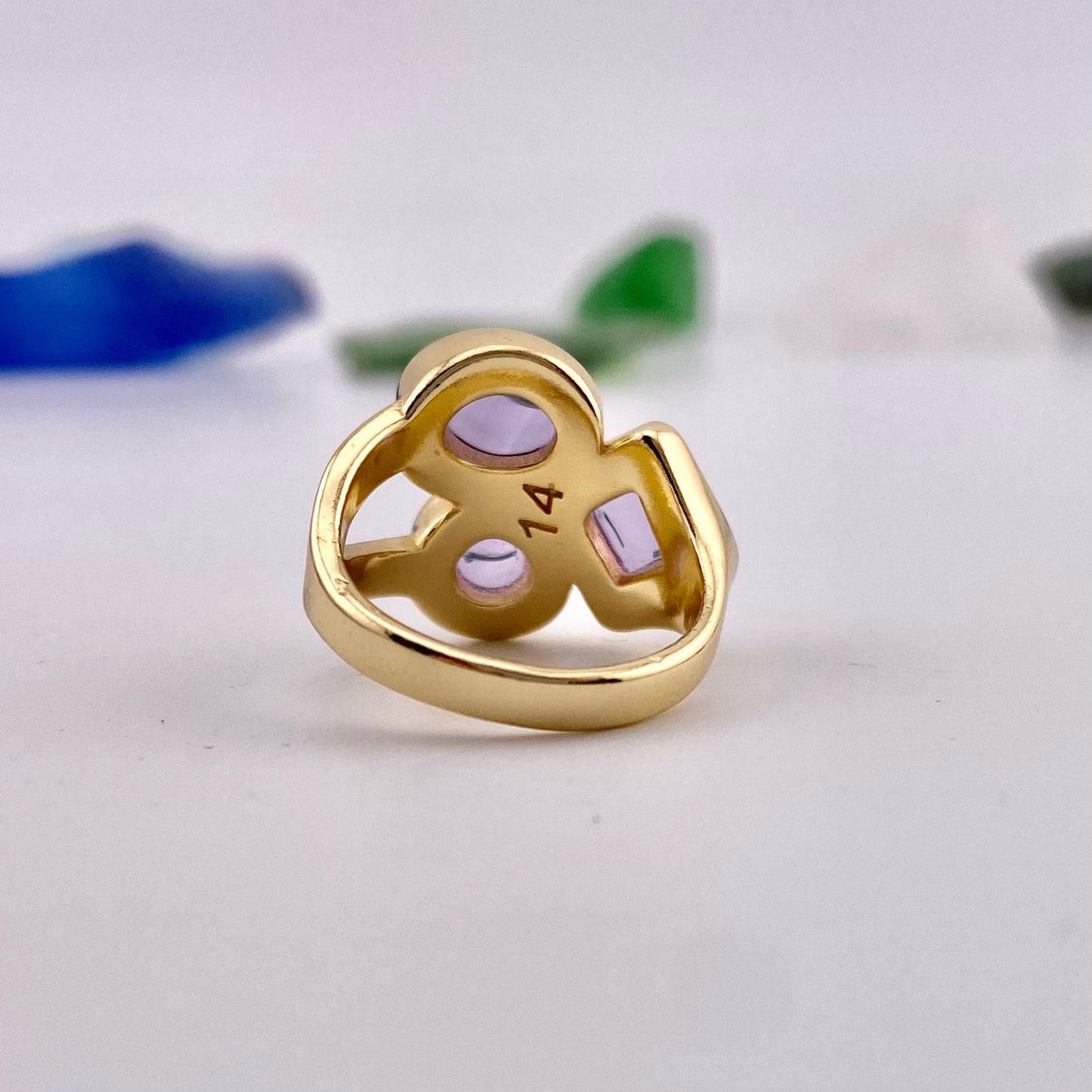 Amethyst Three Stones Ring