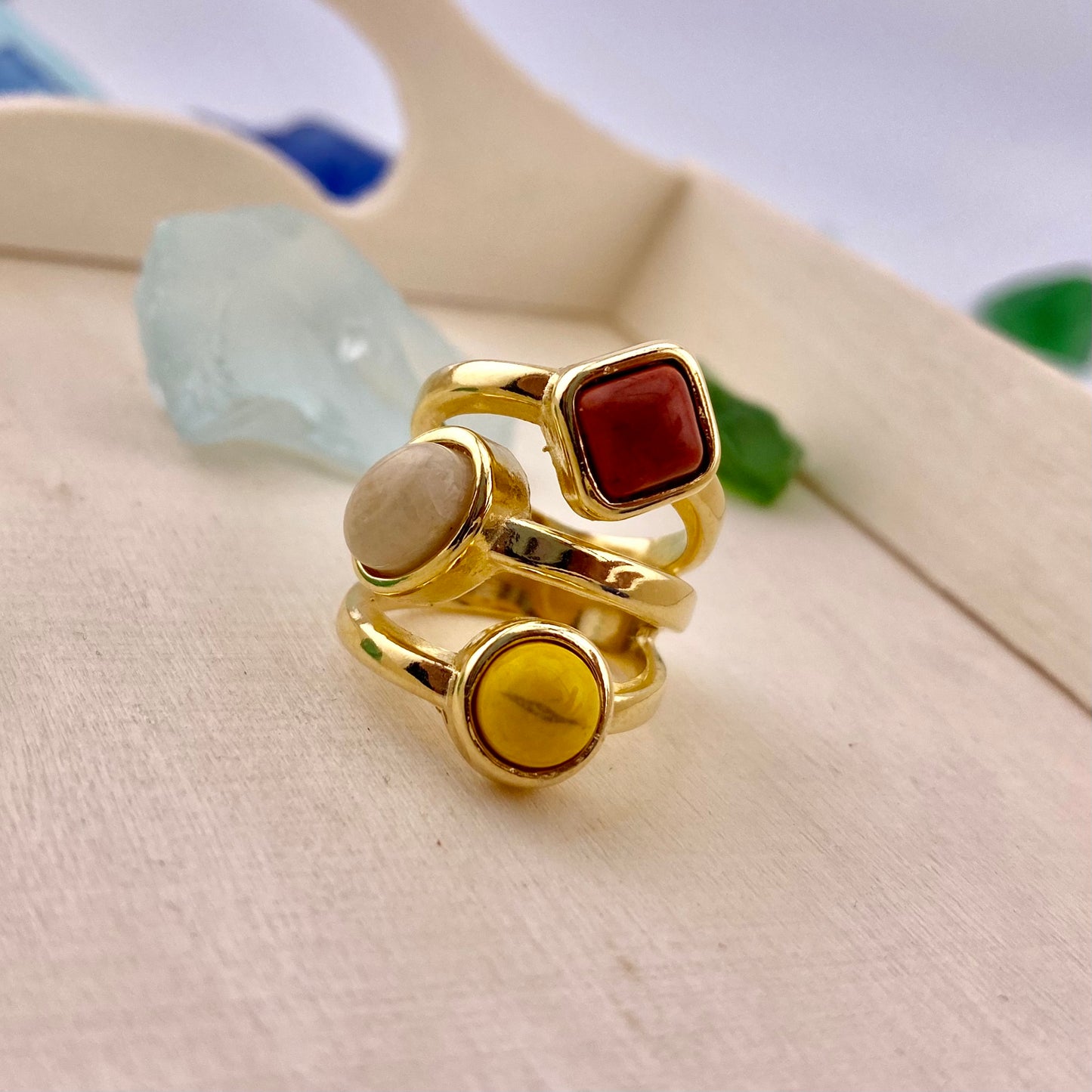 Mixed Three Stone Ring