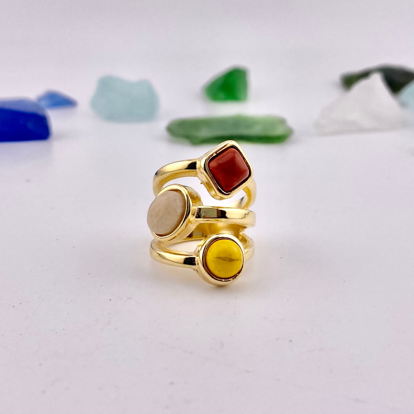 Mixed Three Stone Ring
