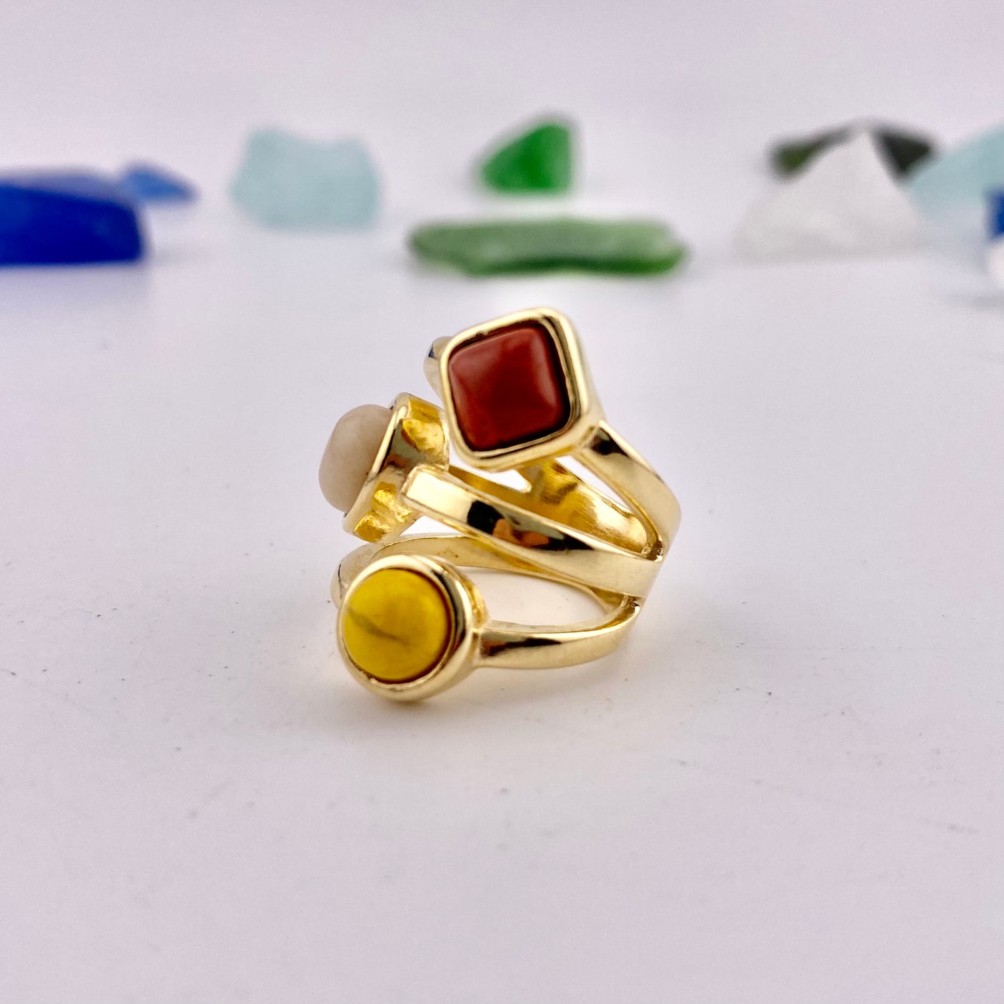 Mixed Three Stone Ring