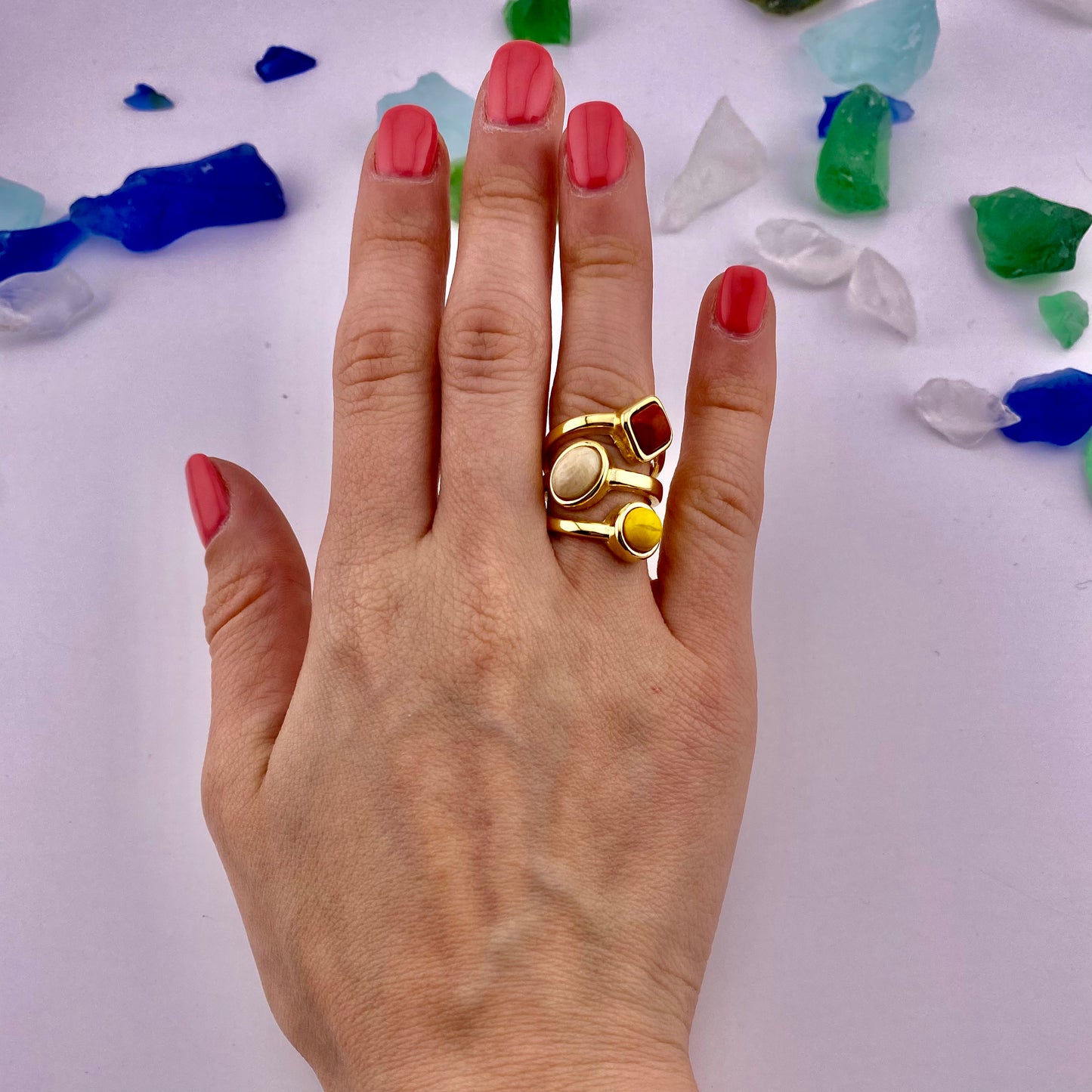 Mixed Three Stone Ring