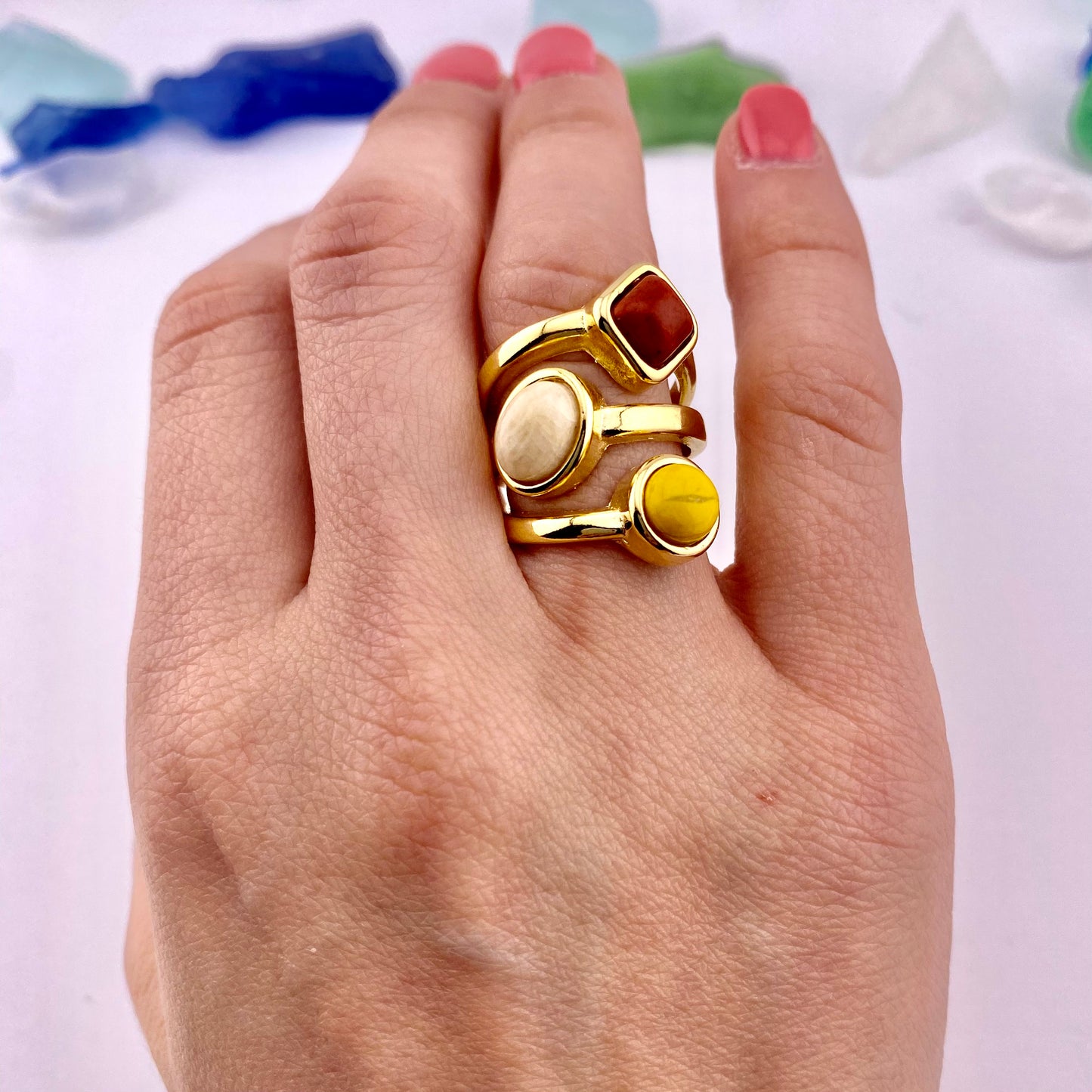 Mixed Three Stone Ring