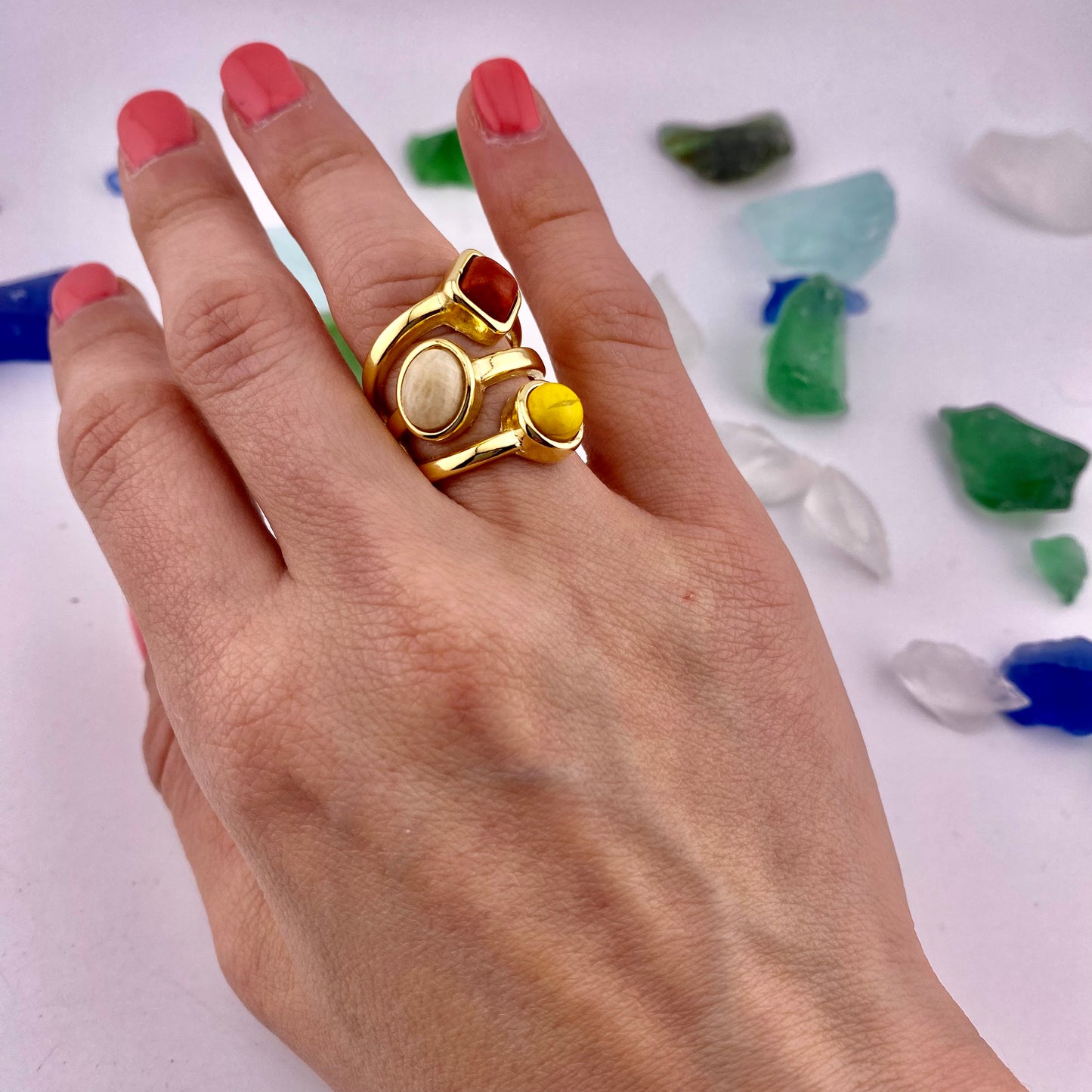 Mixed Three Stone Ring