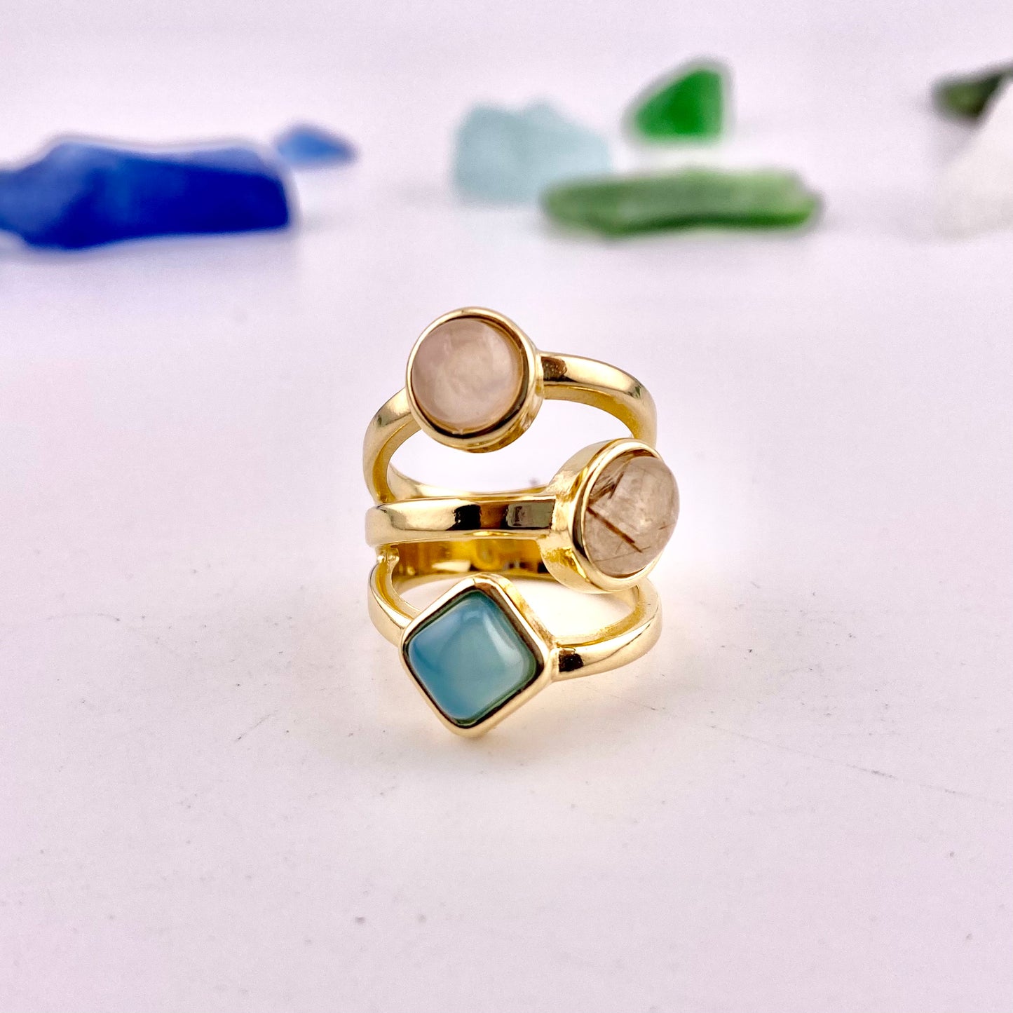 Mixed Three Stones Ring