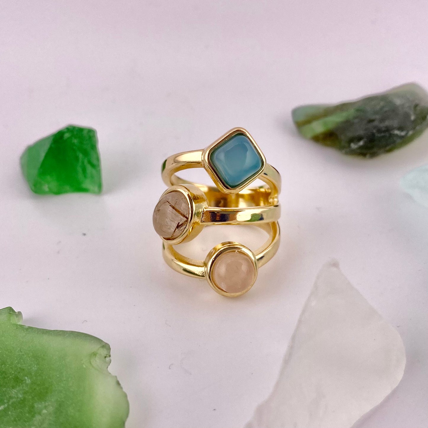 Mixed Three Stones Ring