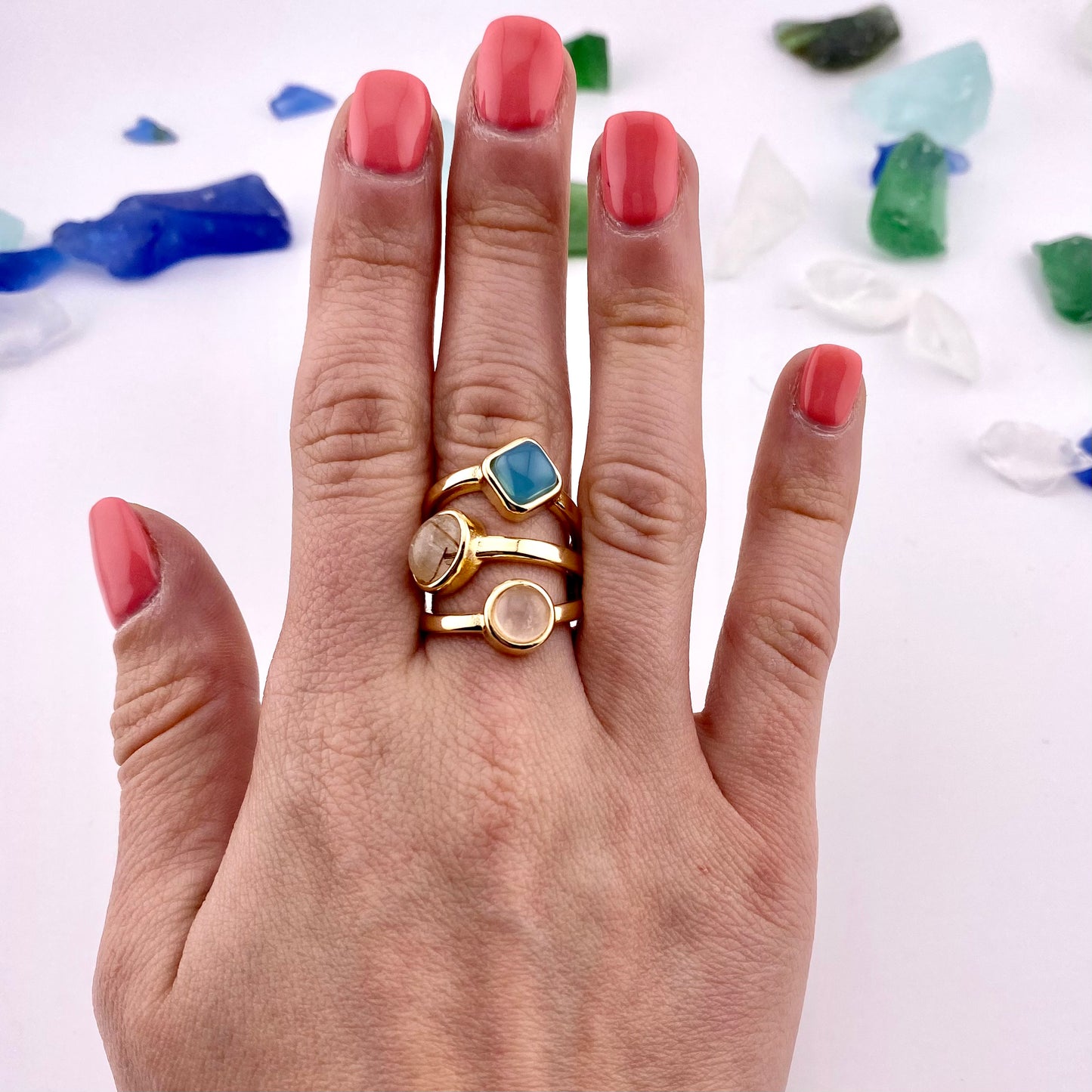 Mixed Three Stones Ring