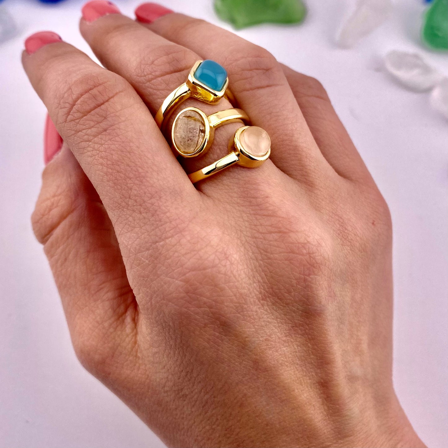 Mixed Three Stones Ring