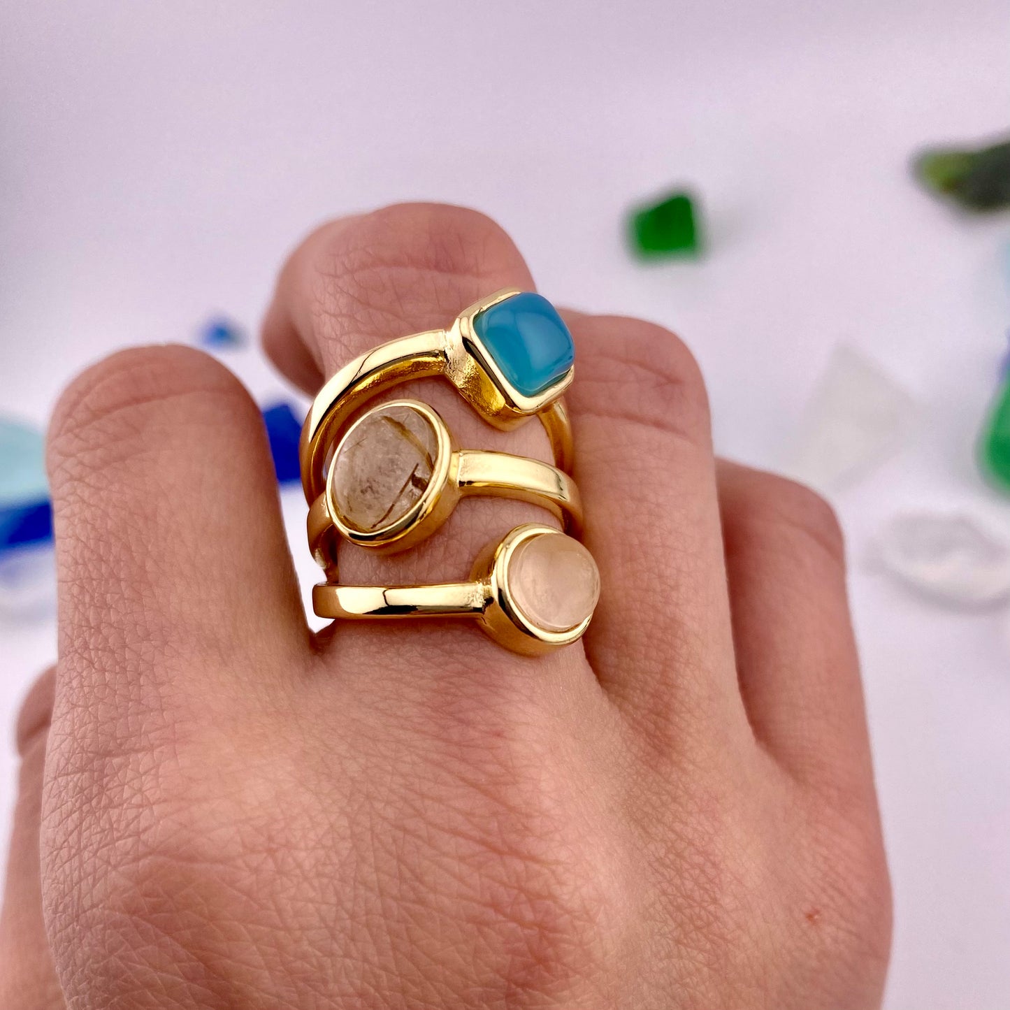 Mixed Three Stones Ring