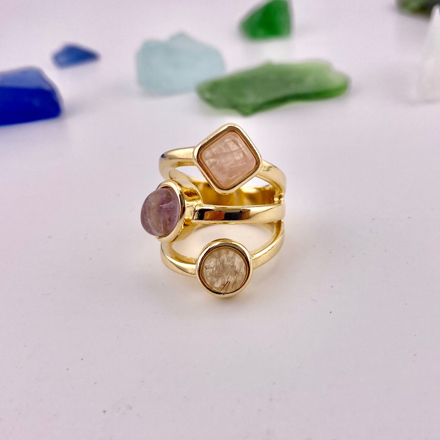 Mixed Three Stone Ring