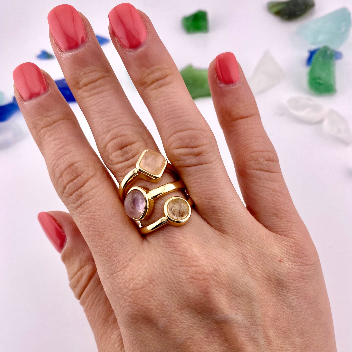 Mixed Three Stone Ring