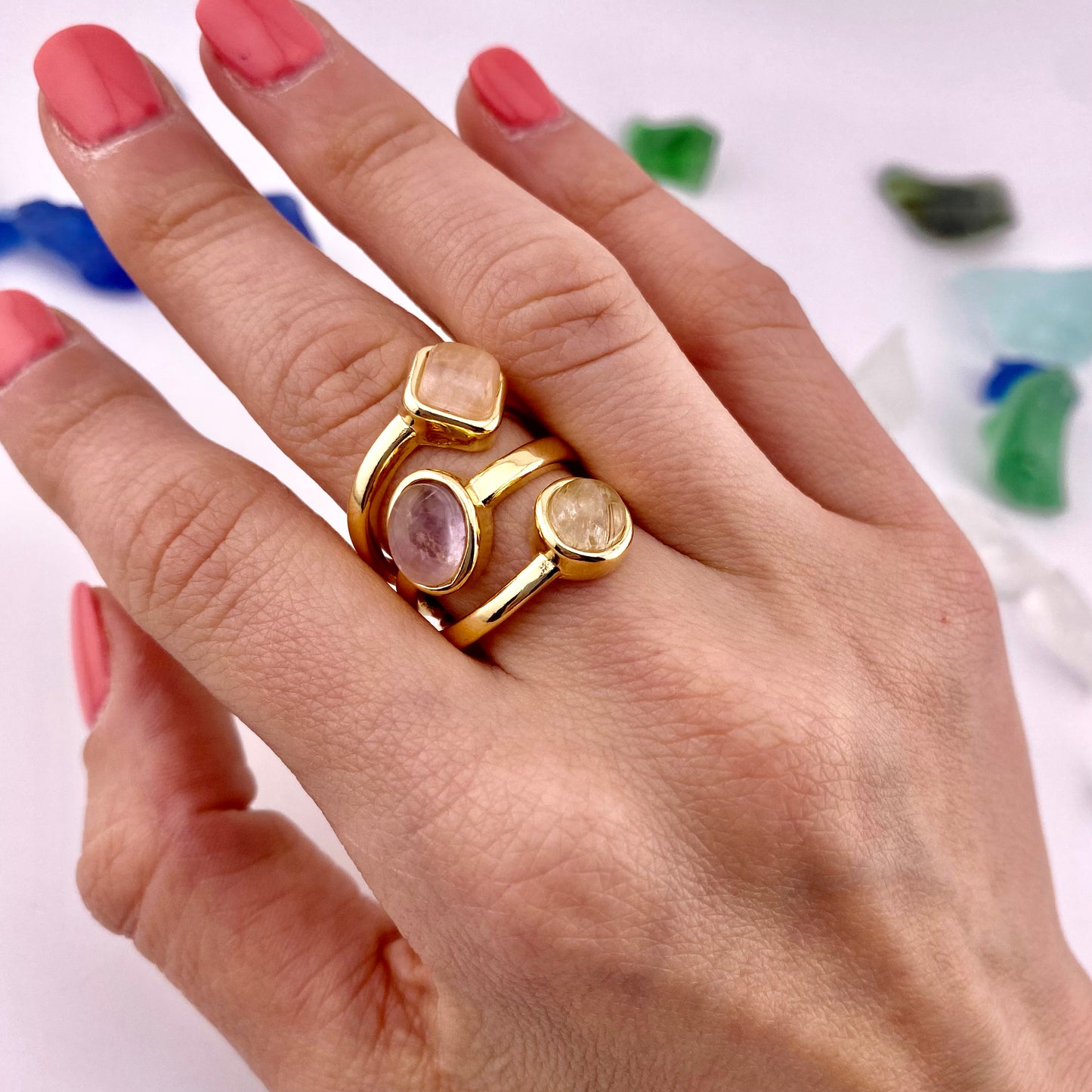 Mixed Three Stone Ring