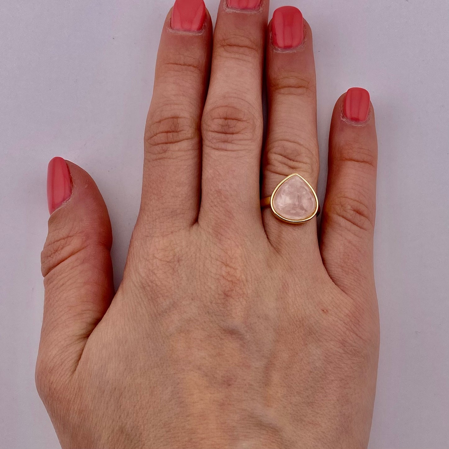 Rose Quartz Drop Ring