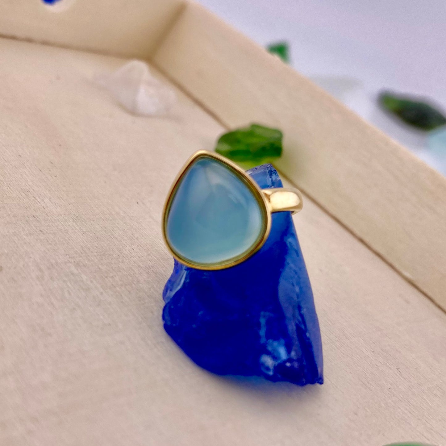 Sky Blue Agate Drop Ring