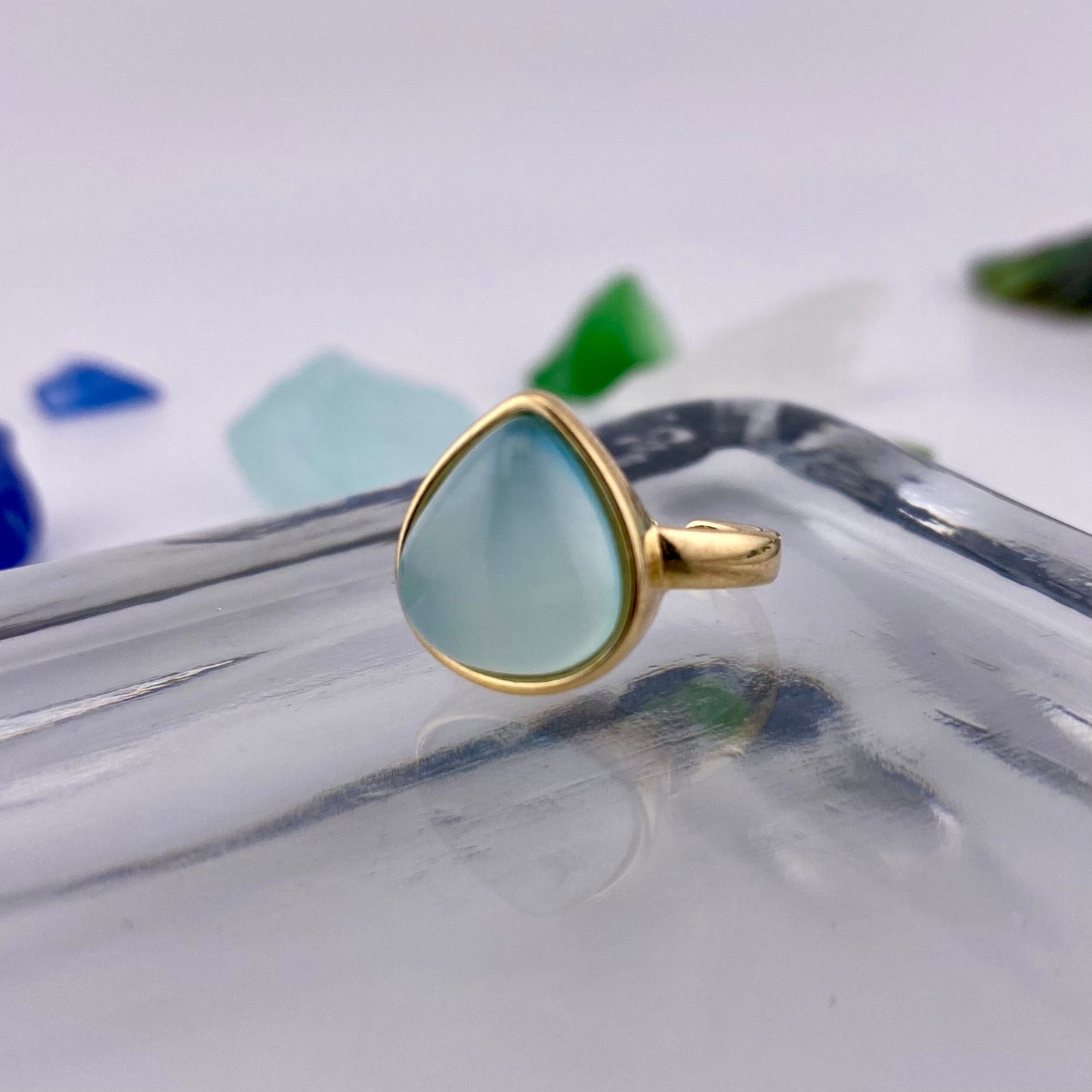Sky Blue Agate Drop Ring