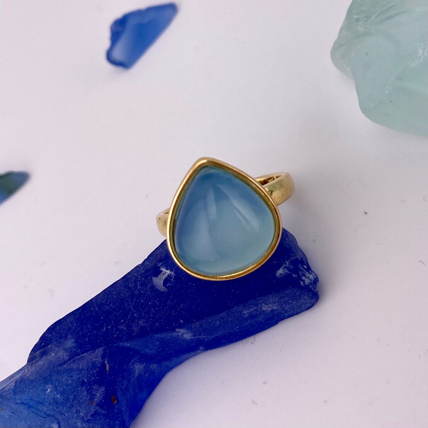 Sky Blue Agate Drop Ring