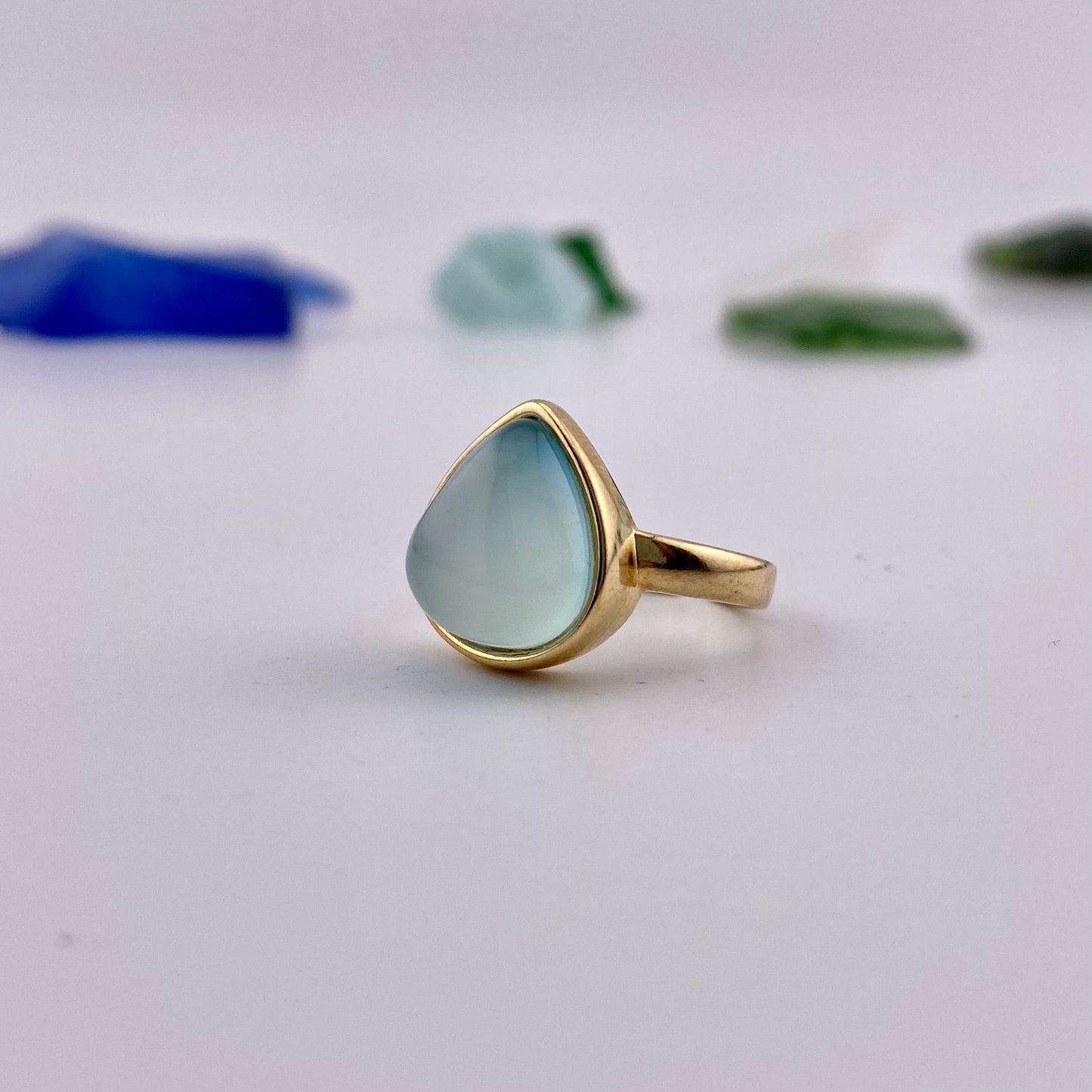 Sky Blue Agate Drop Ring