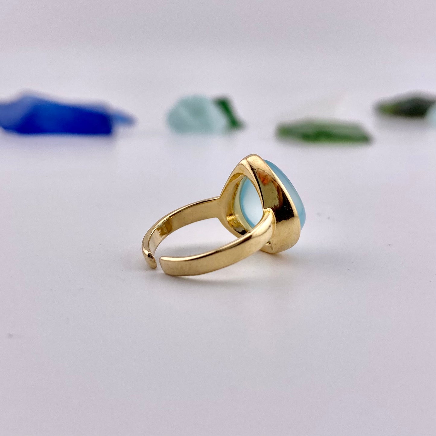 Sky Blue Agate Drop Ring