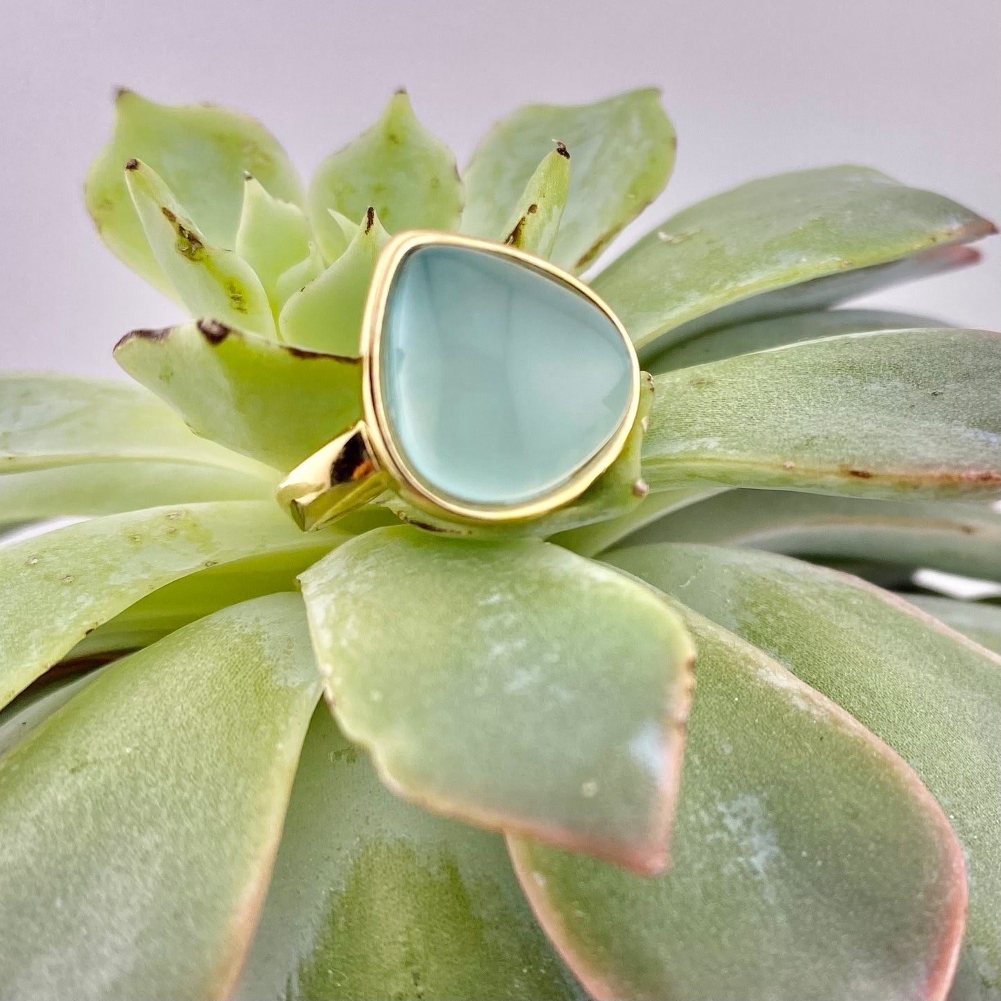 Sky Blue Agate Drop Ring