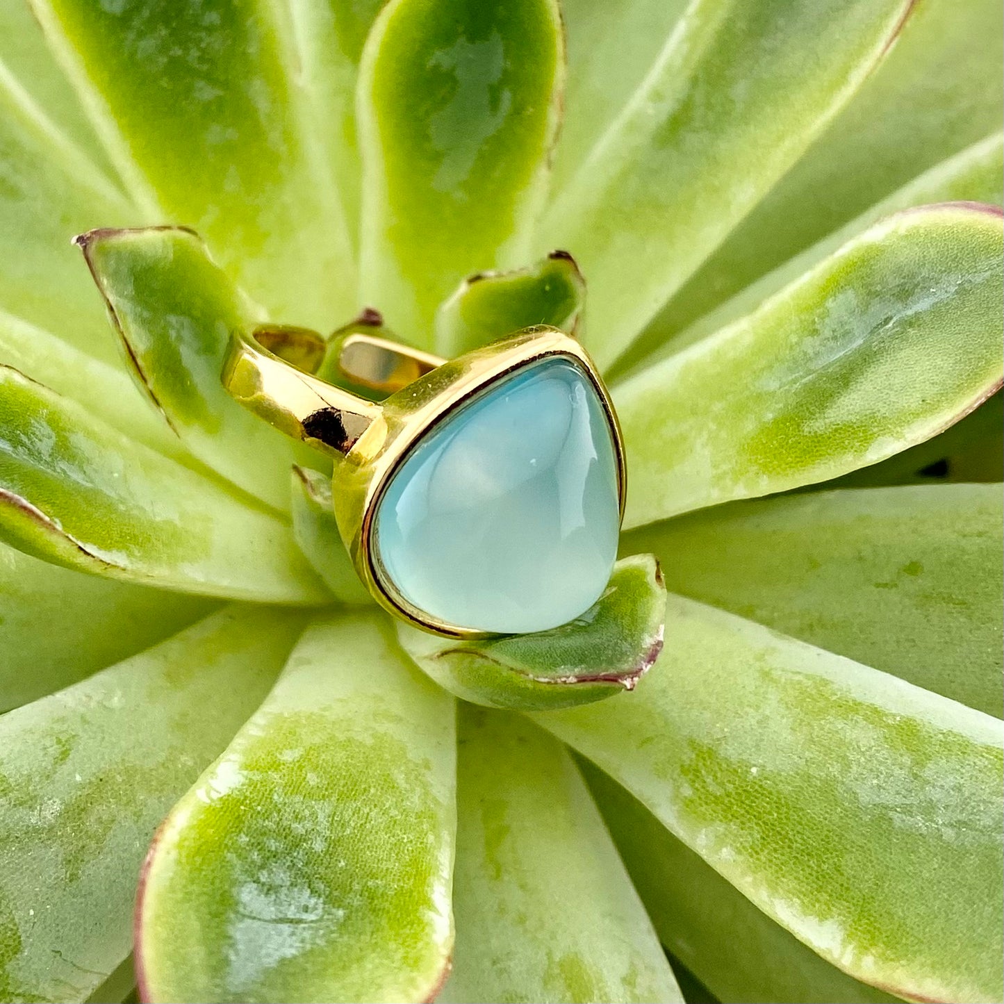 Sky Blue Agate Drop Ring