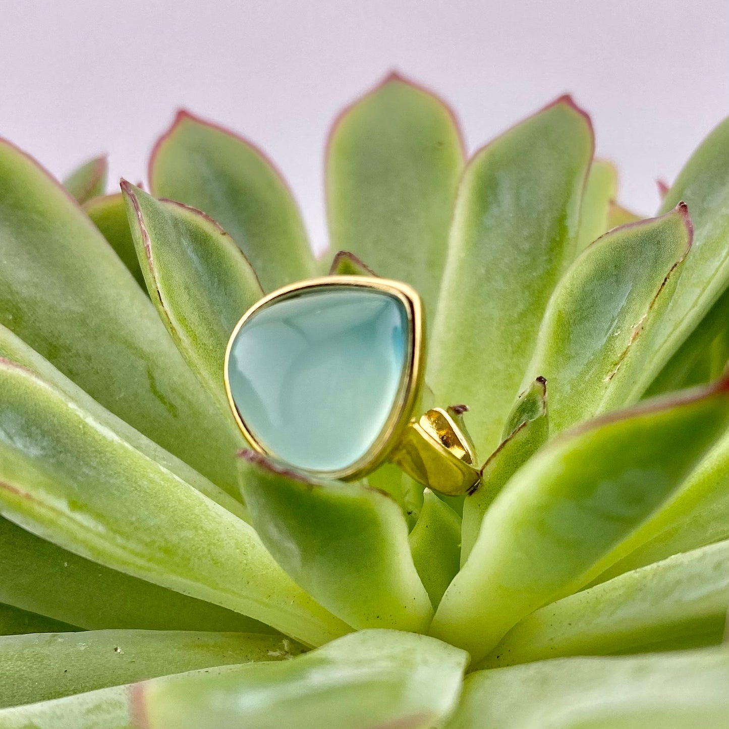 Sky Blue Agate Drop Ring