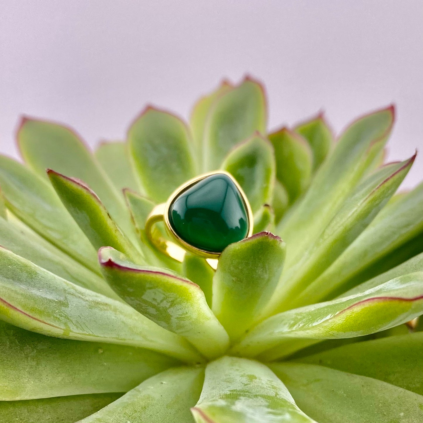 Green Agate Drop Ring