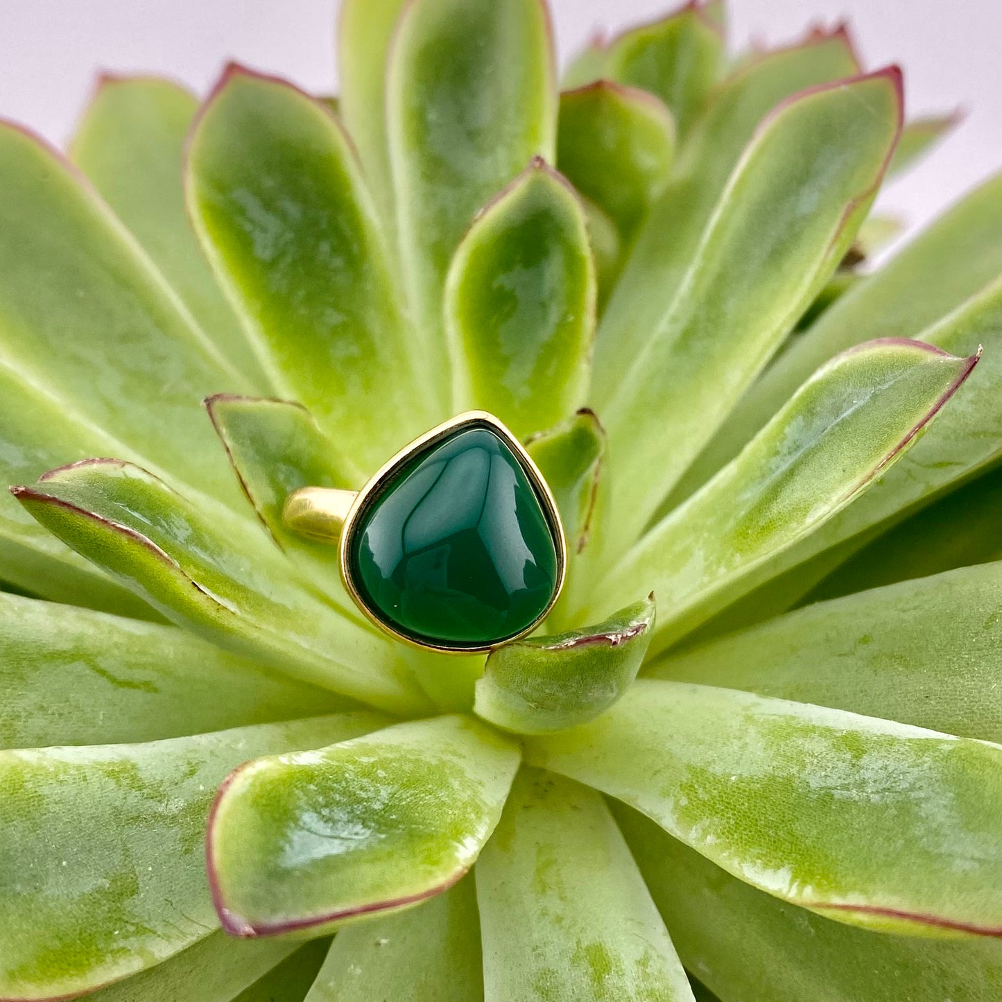 Green Agate Drop Ring