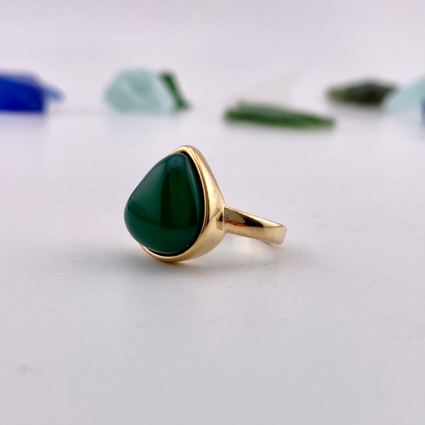 Green Agate Drop Ring