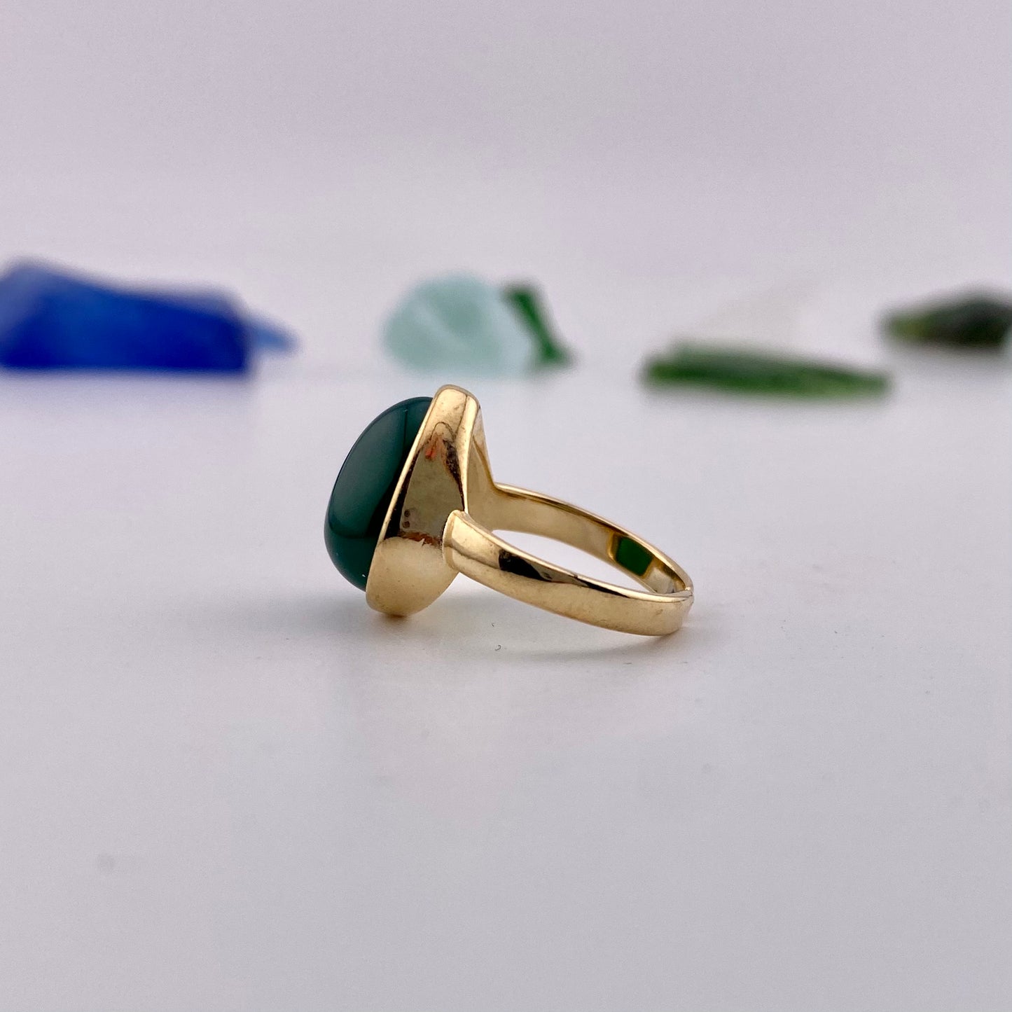 Green Agate Drop Ring