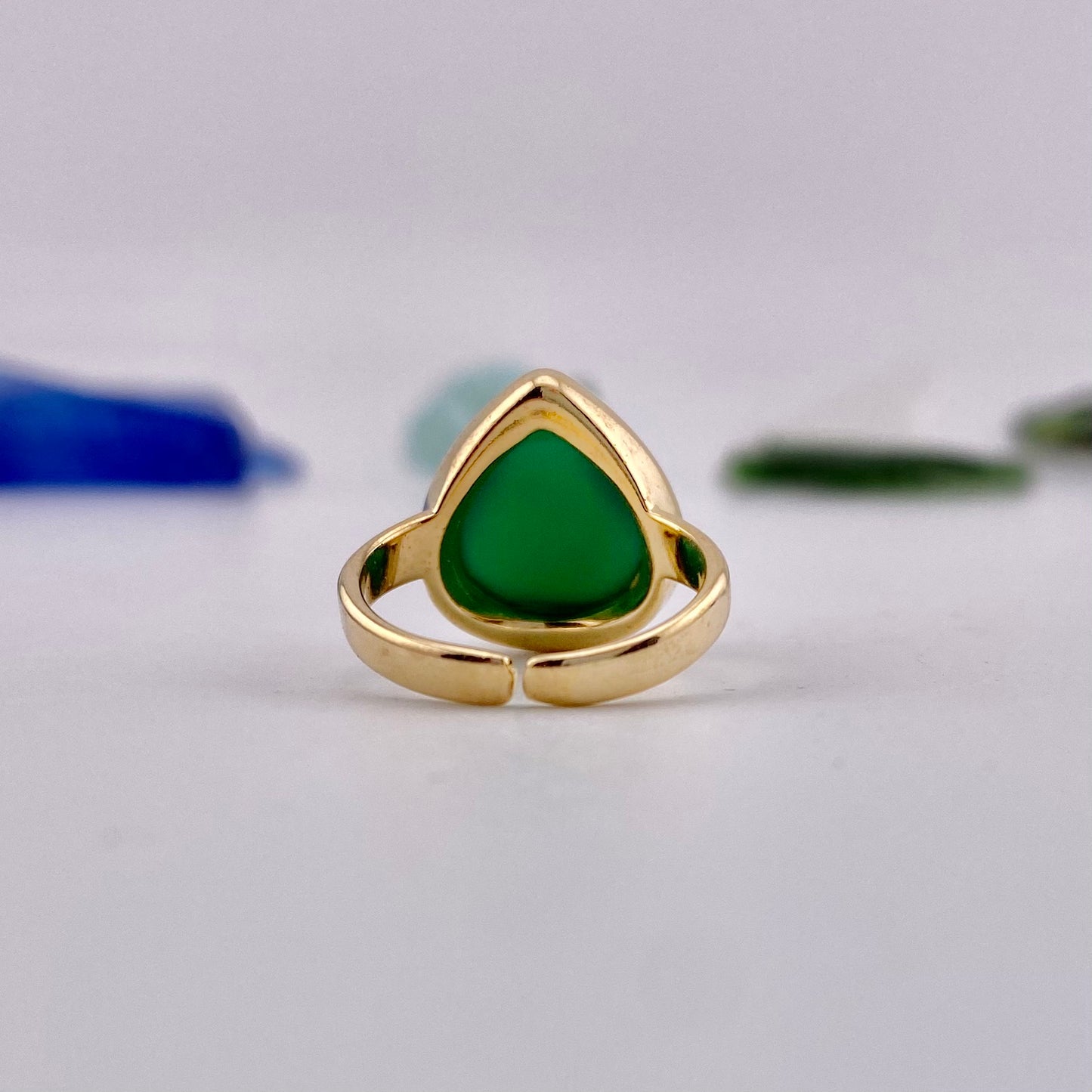 Green Agate Drop Ring
