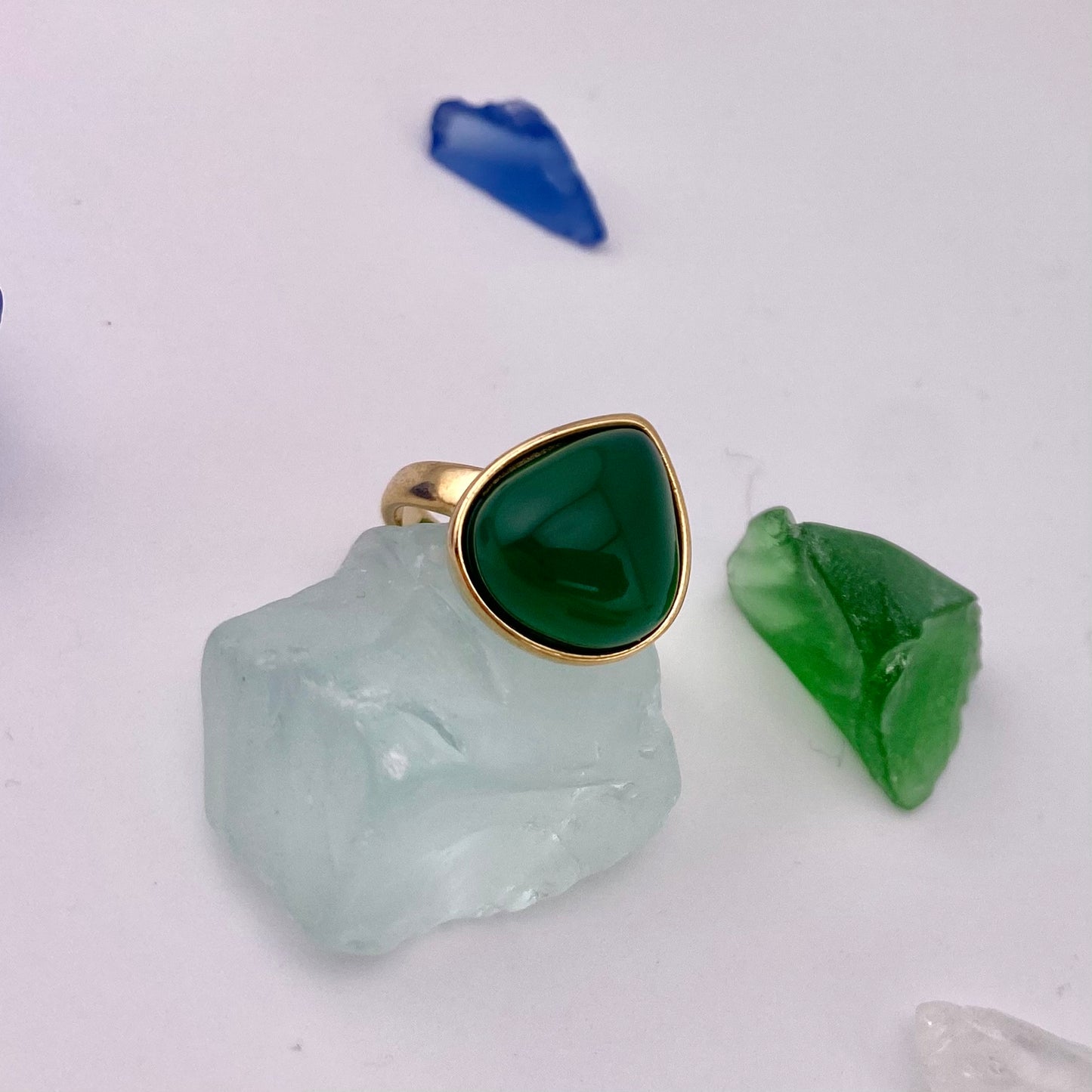 Green Agate Drop Ring