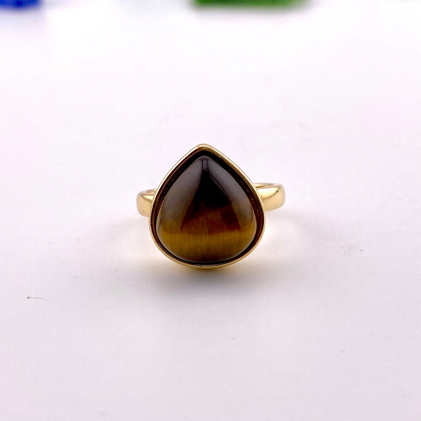 Tiger's Eye Teardrop Ring