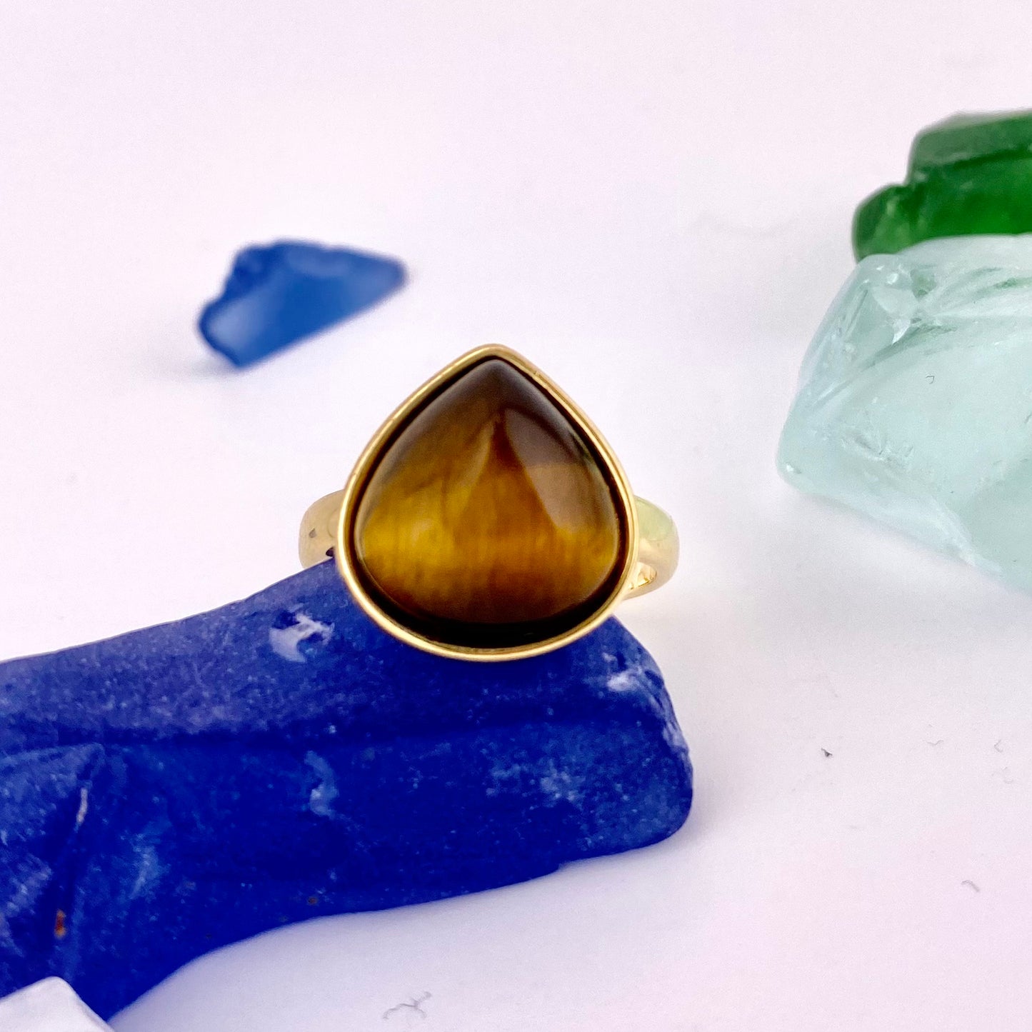 Tiger's Eye Teardrop Ring