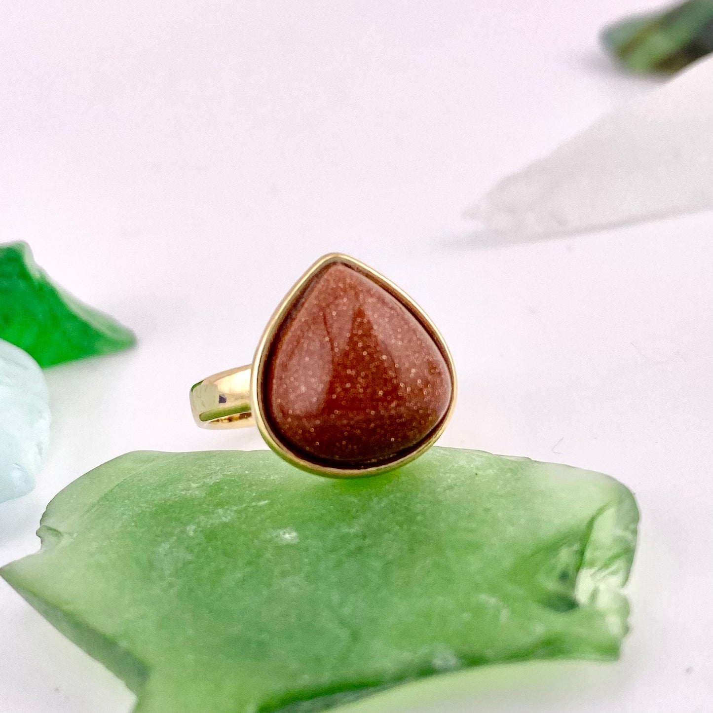 Sun Stone Teardrop Ring